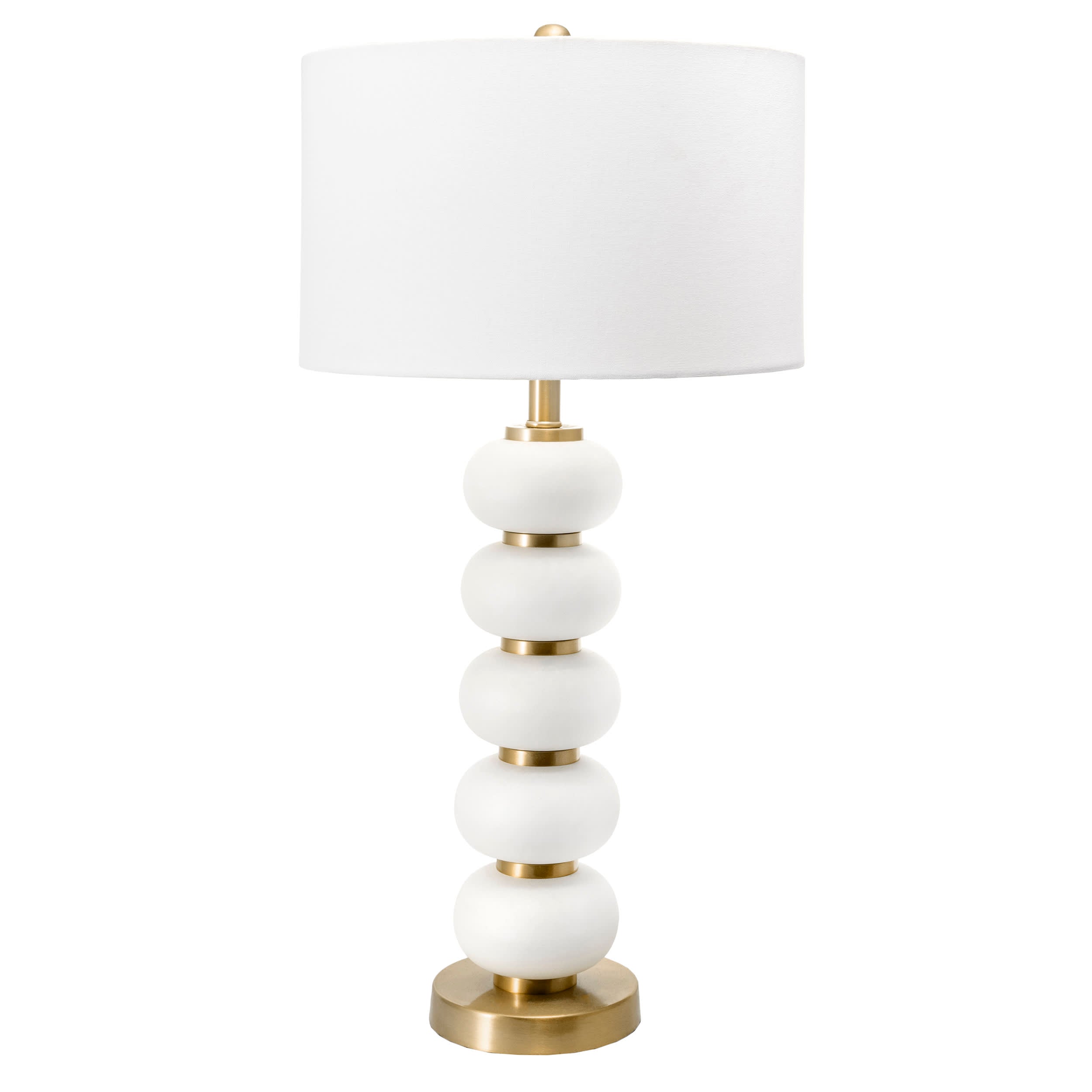 29 Inch Stacked Iron Pearls Table Lamp - Ivory White Modern Bedside Lighting for Living Room, Bedroom & Office Decor