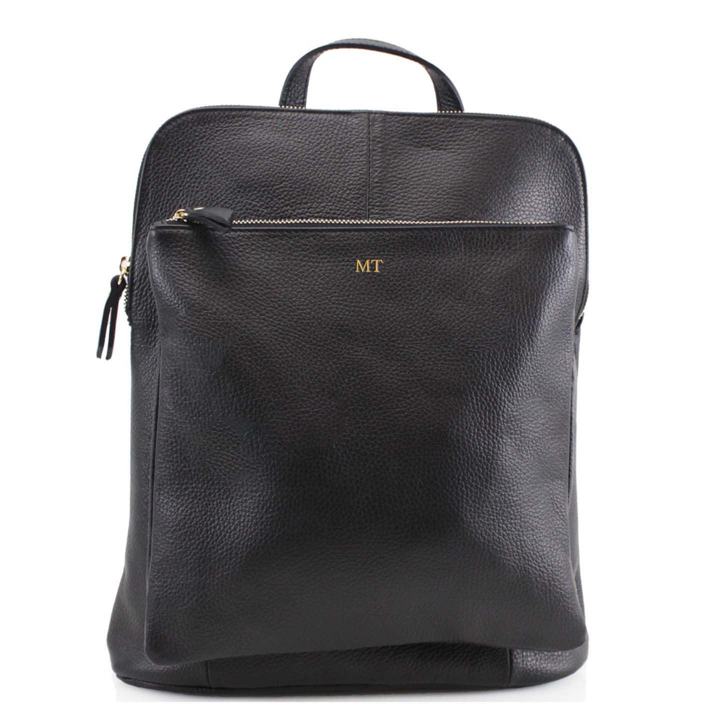 Carnaby Of London Embossed Monogram Leather Backpack for Women - Stylish Travel & Work Laptop Bag for College & Office Use