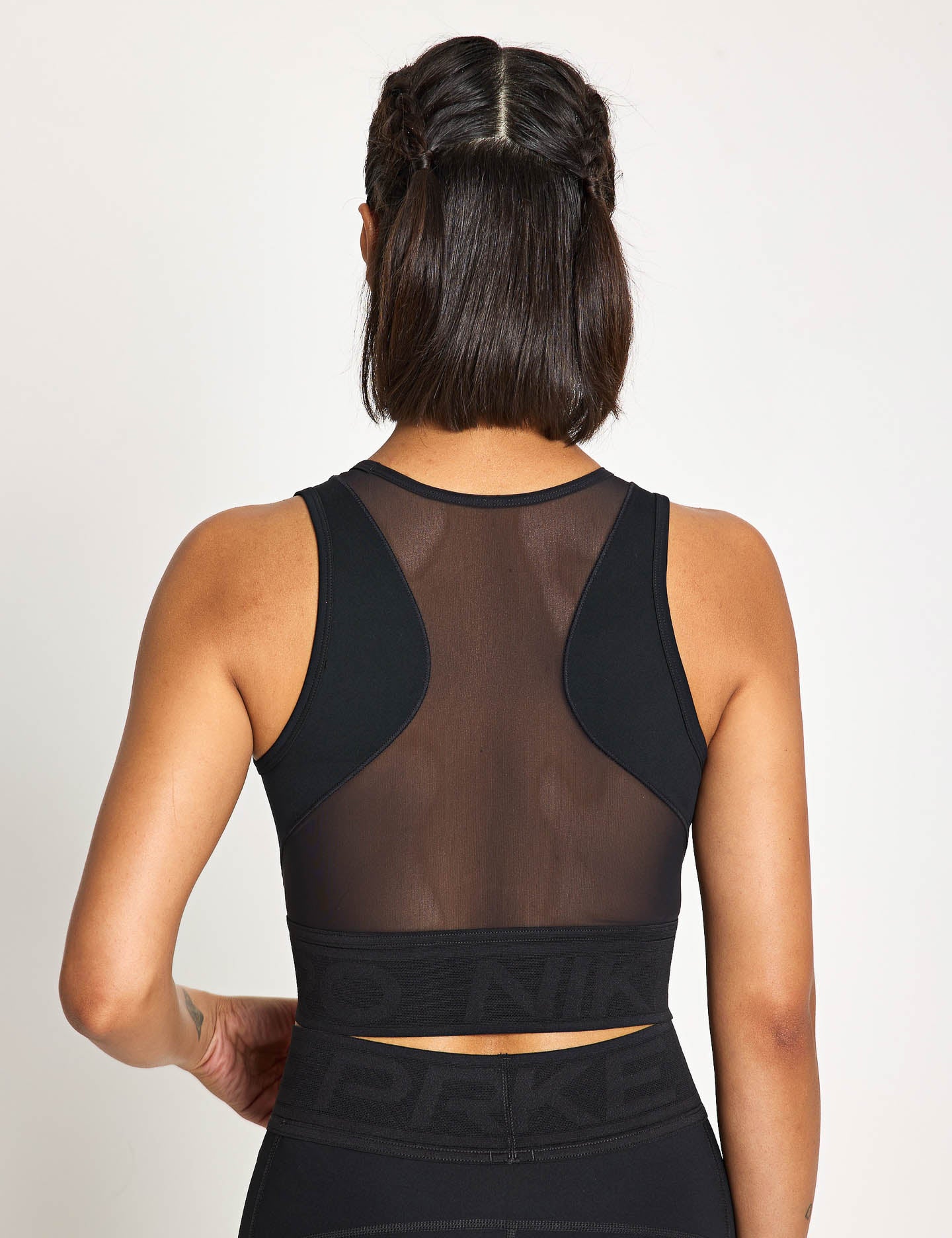 Nike Pro Dri-FIT Cropped Workout Tank Top for Women - Moisture-Wicking, Breathable & Quick-Dry - Black/White - Perfect for Gym, Yoga & Running