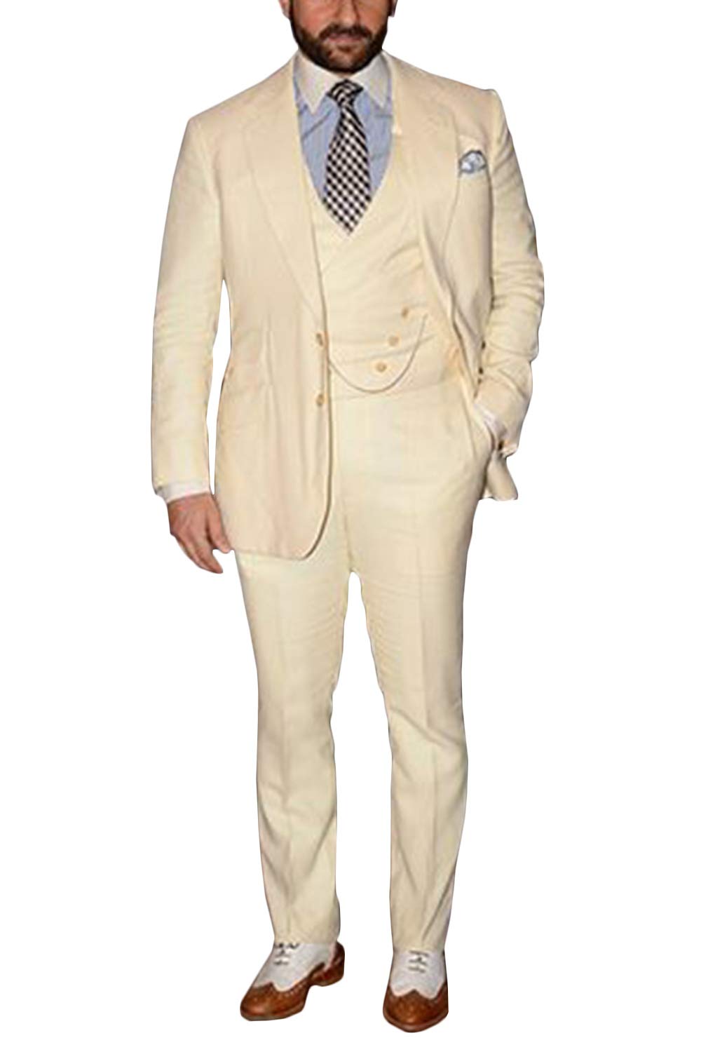 Wemaliyzd Men's 3-Piece Casual Suit Set - Notch Lapel Blazer, Waistcoat & Dress Pants | Formal Office Wear, Wedding & Business Attire