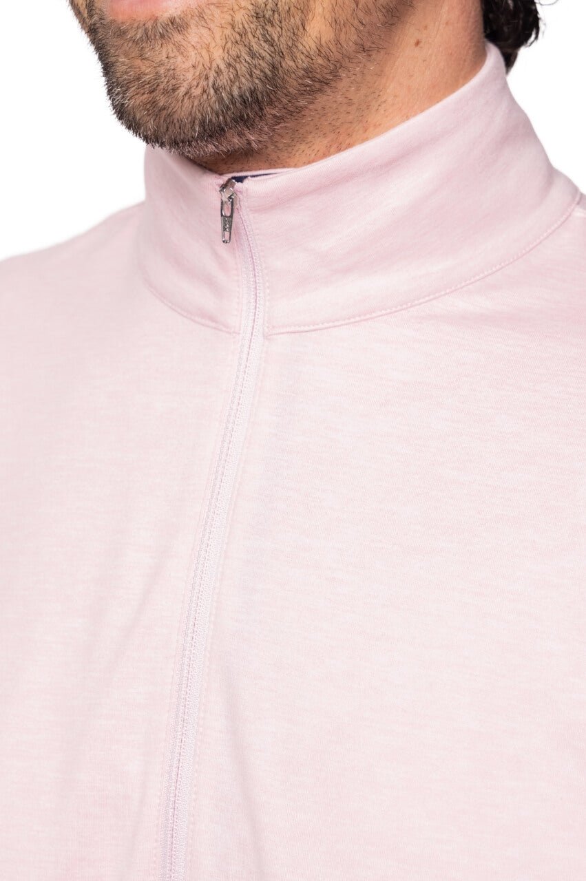 Men's Heathered Pink Quarter Zip Pullover - Lightweight Fleece Jacket for Outdoor Activities & Casual Wear