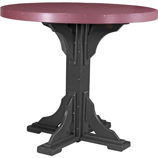 4 ft Round Table - Durable Poly Plastic Outdoor/Indoor Dining Table for Patio, Garden, or Restaurant Use