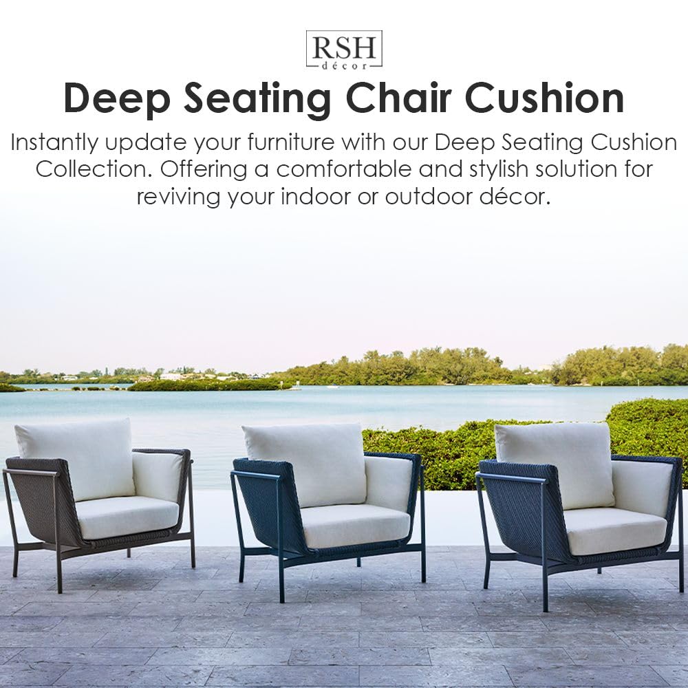 RSH Decor: 46” x 26” Deep Seating Loveseat Cushion Set - All-Weather Spun Fabric, Outdoor Foam Settee & Pillow Back Cushions for Patio Furniture - Cabrillo Passport Navy Blue - Perfect for Outdoor Living, Garden, Poolside & Backyard Relaxation