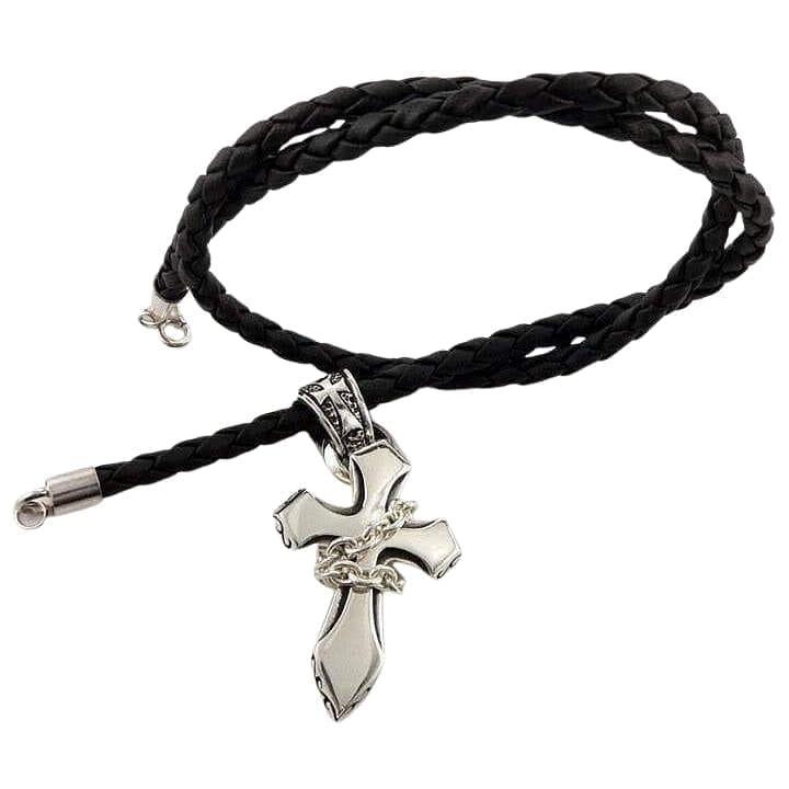 Gothic Cross Pendant for Men - 925 Sterling Silver Rocker Necklace - Perfect for Gothic Fashion, Rock Music Lovers & Alternative Style Accessories