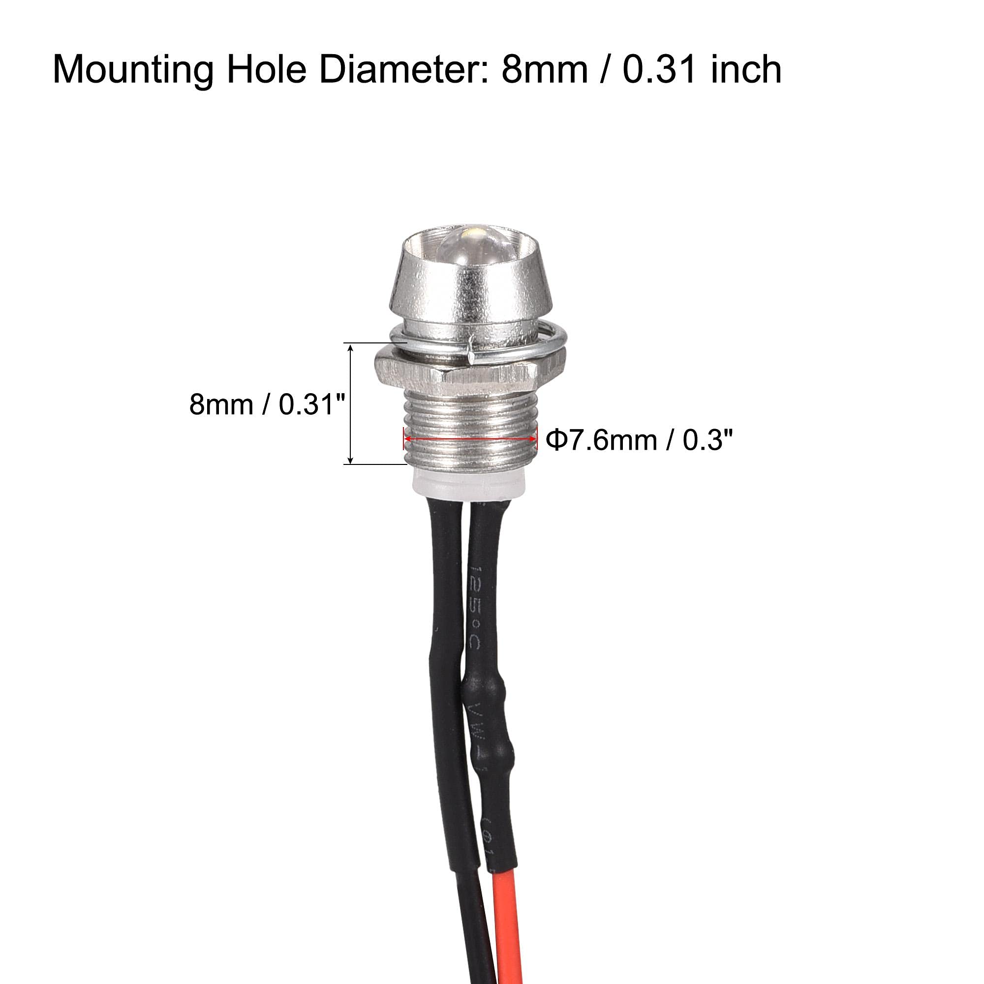 uxcell 8mm Panel Mount LED Indicator Light - AC/DC 110V White Signal Lamp with Metal Shell (2 Pack) - Perfect for Industrial Control Panels, Machinery & Equipment Status Indicators
