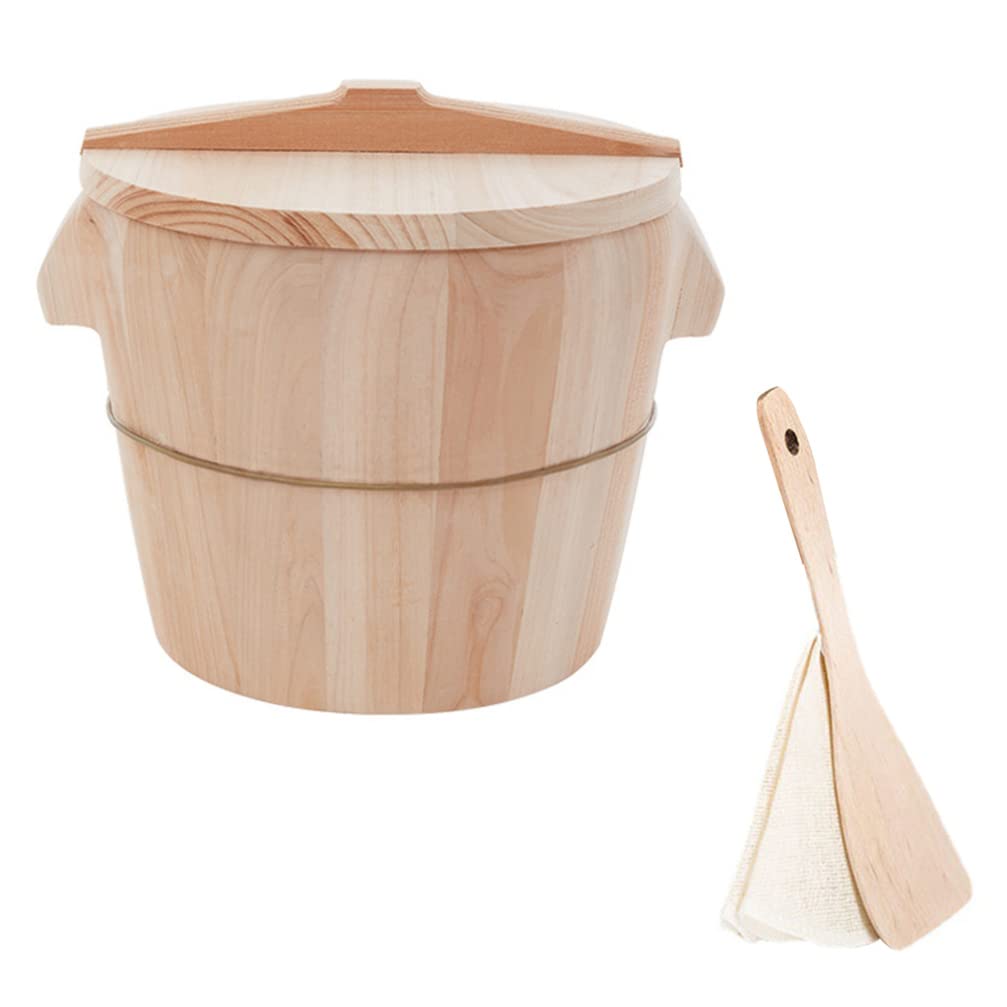 Premium Wooden Rice Storage Container with Lid - Cabilock Rice Steamer & Organizer for Kitchen Pantry, Food Bucket, Household Storage | Perfect for Rice, Grains, Flour & Dry Food Organization