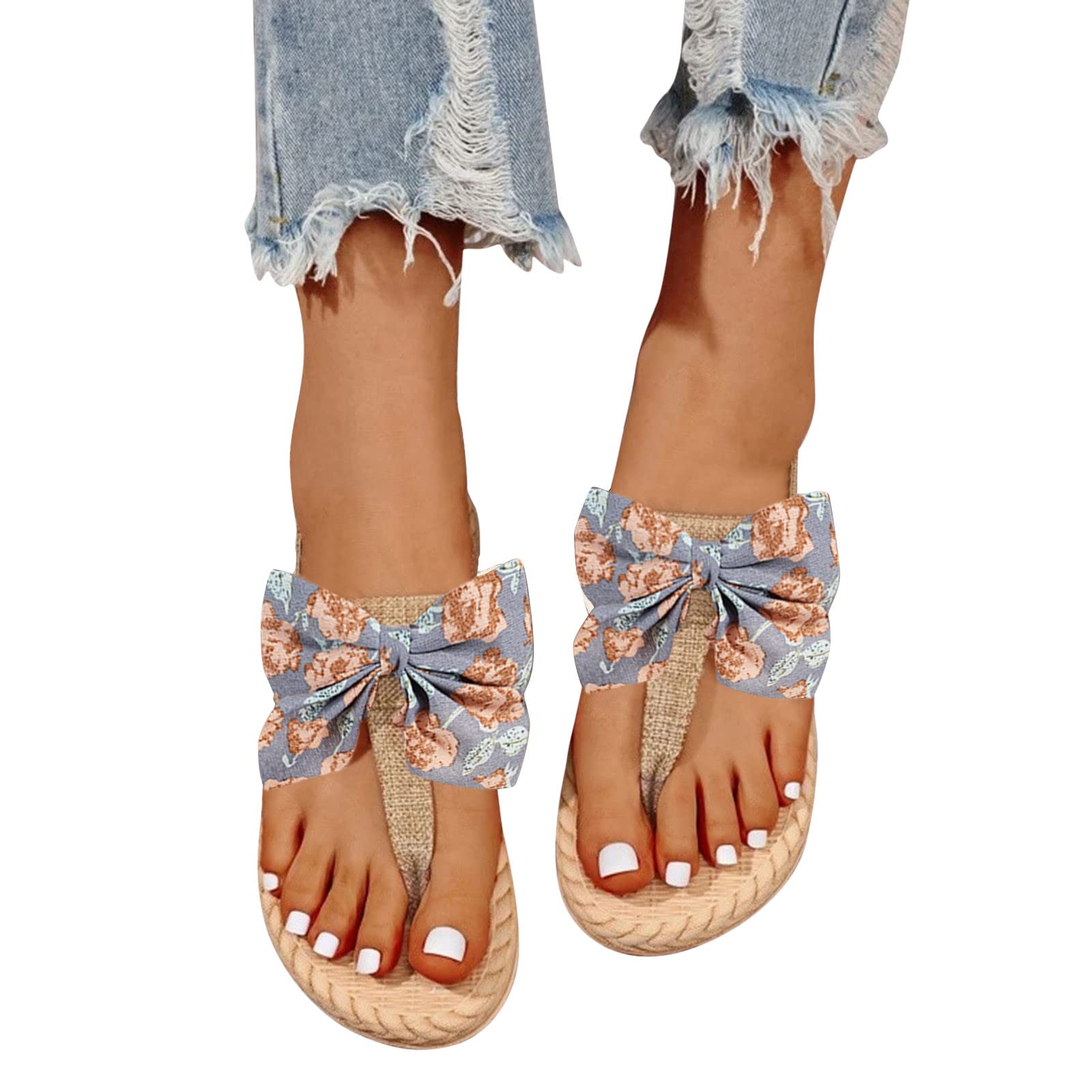 **MFLASMF Women's Summer Flip Flop Slippers - Cushioned Comfort Sandals with Butterfly Flower Design, Open Toe Casual Fashion Sandals for Beach, Pool & Bathroom Use**