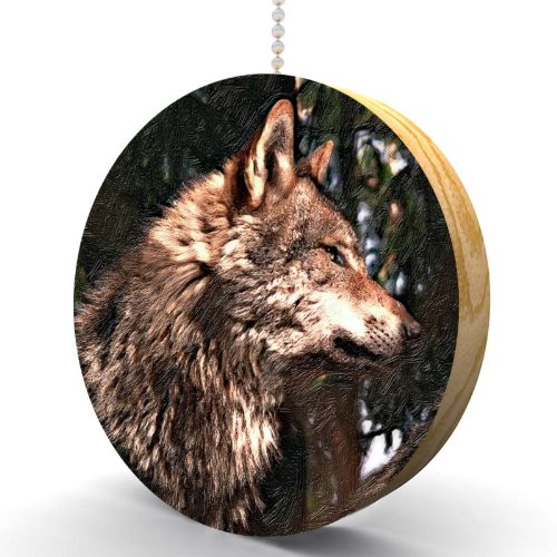 Premium Forest Wolf Hardwood Oak Ceiling Fan Pull Chain & Light Switch - Perfect for Home, Bedroom, and Living Room Decor