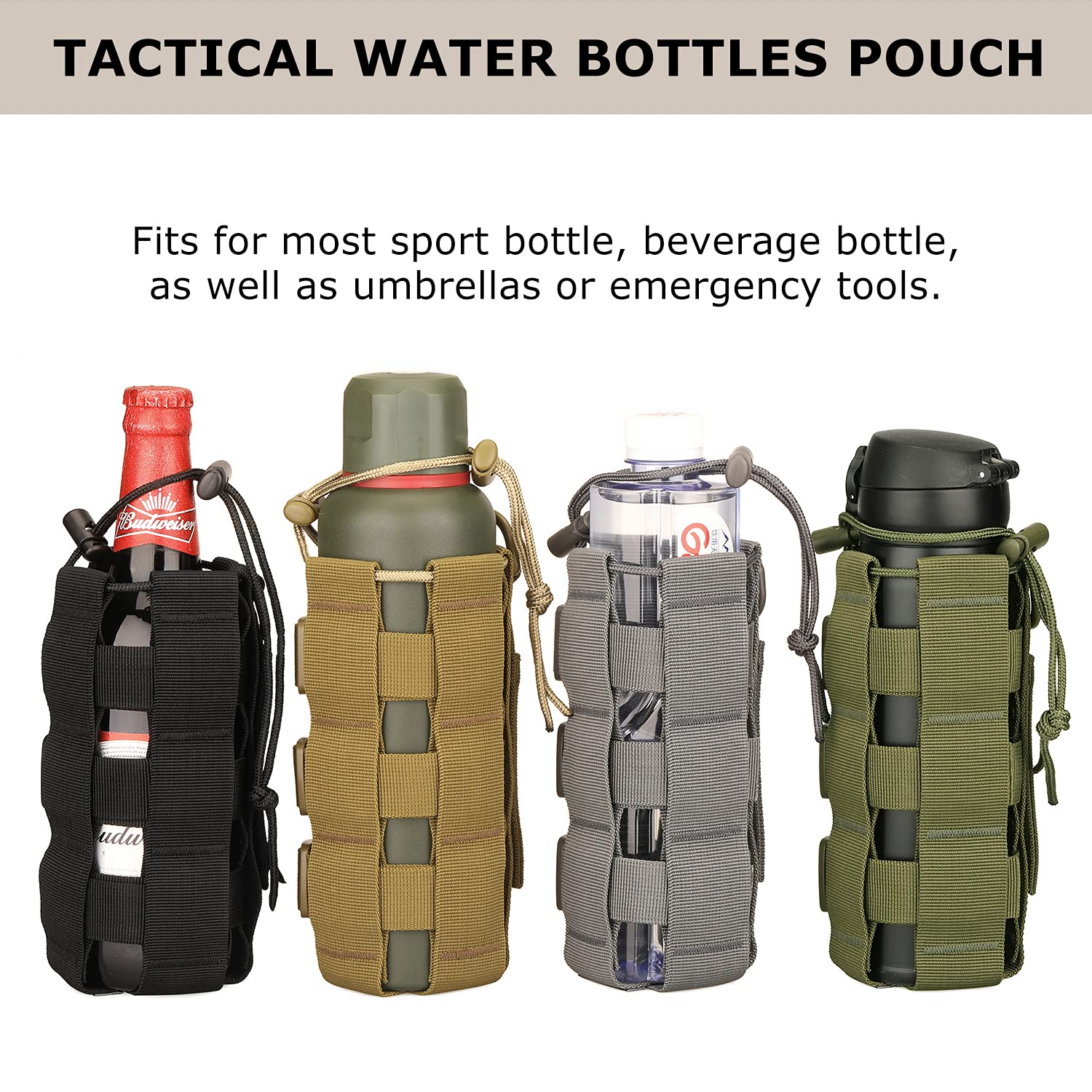 Molle Water Bottle Holder - Tactical Molle Water Bottle Pouch for Backpack Attachment, Durable & Versatile for Outdoor, Hiking, and Military Use