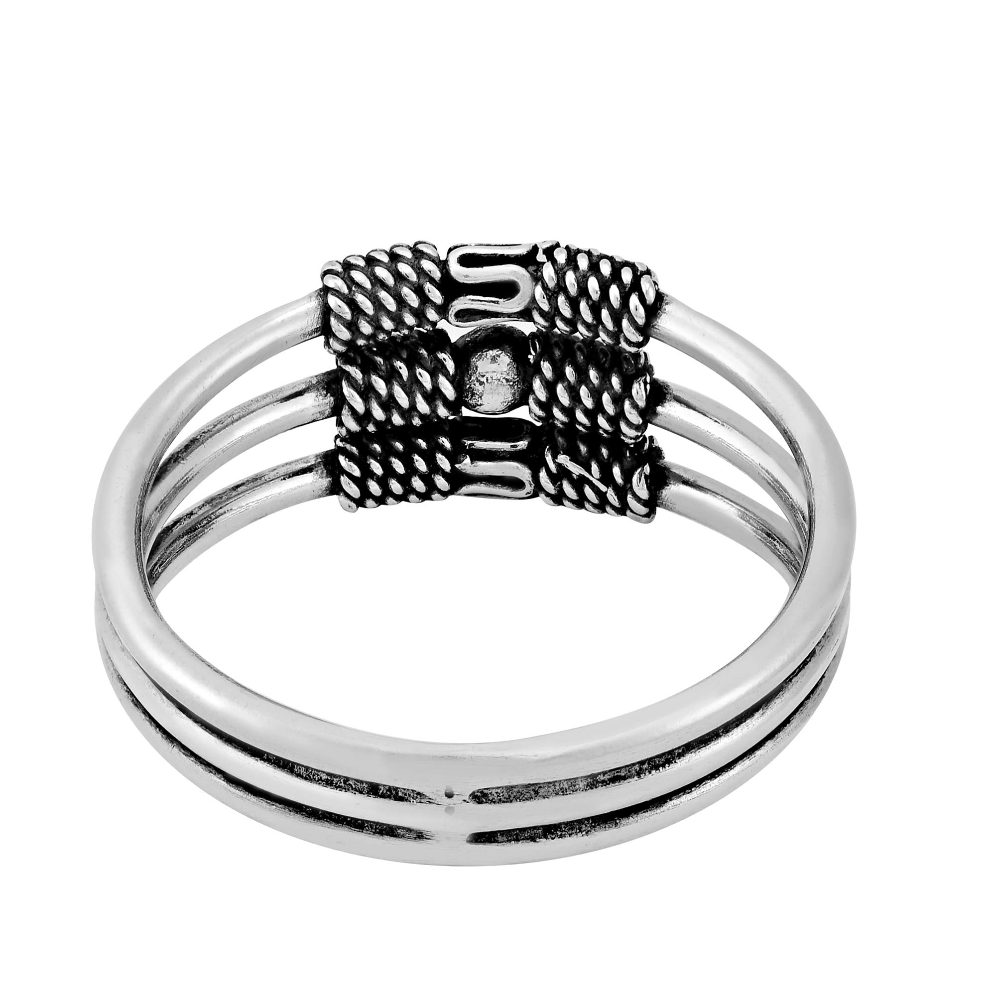 Balinese Style Tribal Motif Sterling Silver Ring for Women | .925 Silver Wedding Band | Comfort Fit Statement Jewelry | Sizes 7-9 | Perfect for Weddings, Parties & Boho Fashion