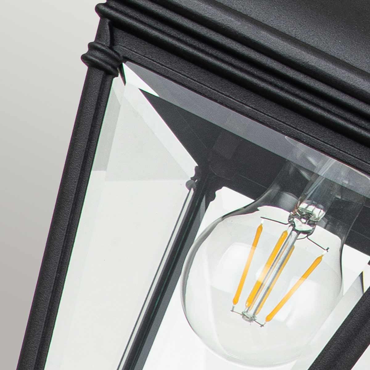 Bayview 1 Light Medium Chain Lantern - Black IP44 E27 Outdoor Wall Light for Porch, Patio & Garden Decor