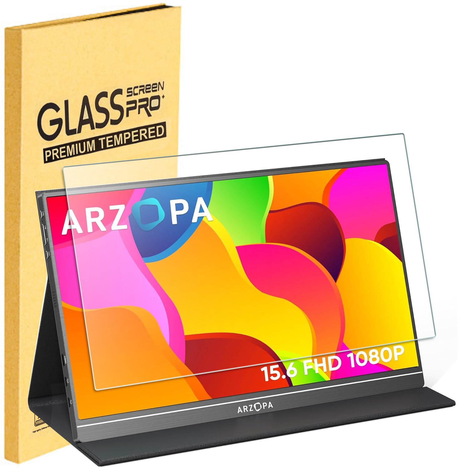 15.6 Inch Portable Monitor Screen Protector - Tempered Glass, 9H Hardness, 16:9 Aspect Ratio - Compatible with ARZOPA, MNN, KYY, VILVA, ASUS, FANGOR, ViewSonic, QQH 15.6