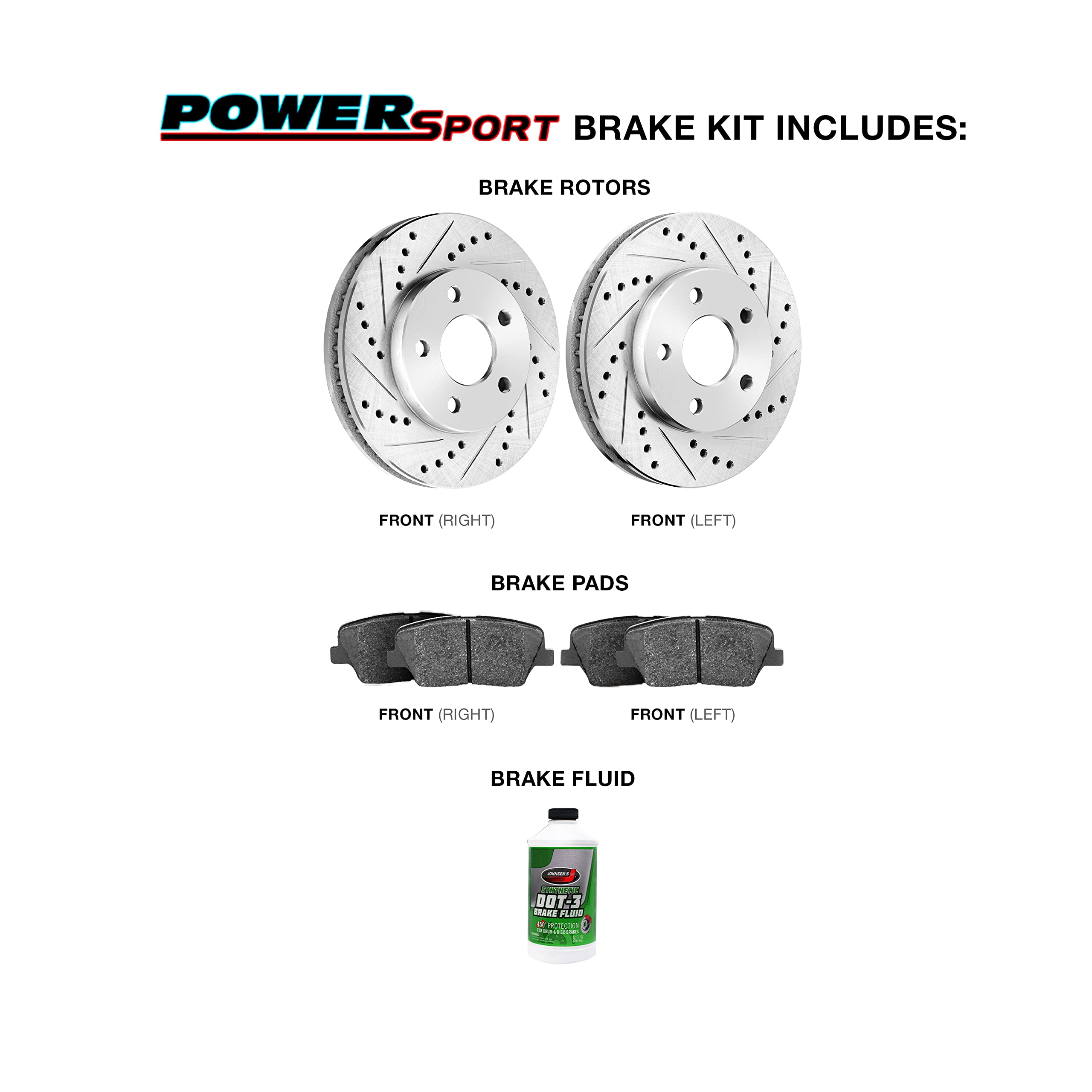 High-Performance Power Sport Front Brake Pads & Rotors Kit - Ceramic Brake System BLC1.63064.02 | Perfect for Motorcycles, ATVs & Off-Road Vehicles | Smooth Stopping Power & Durability