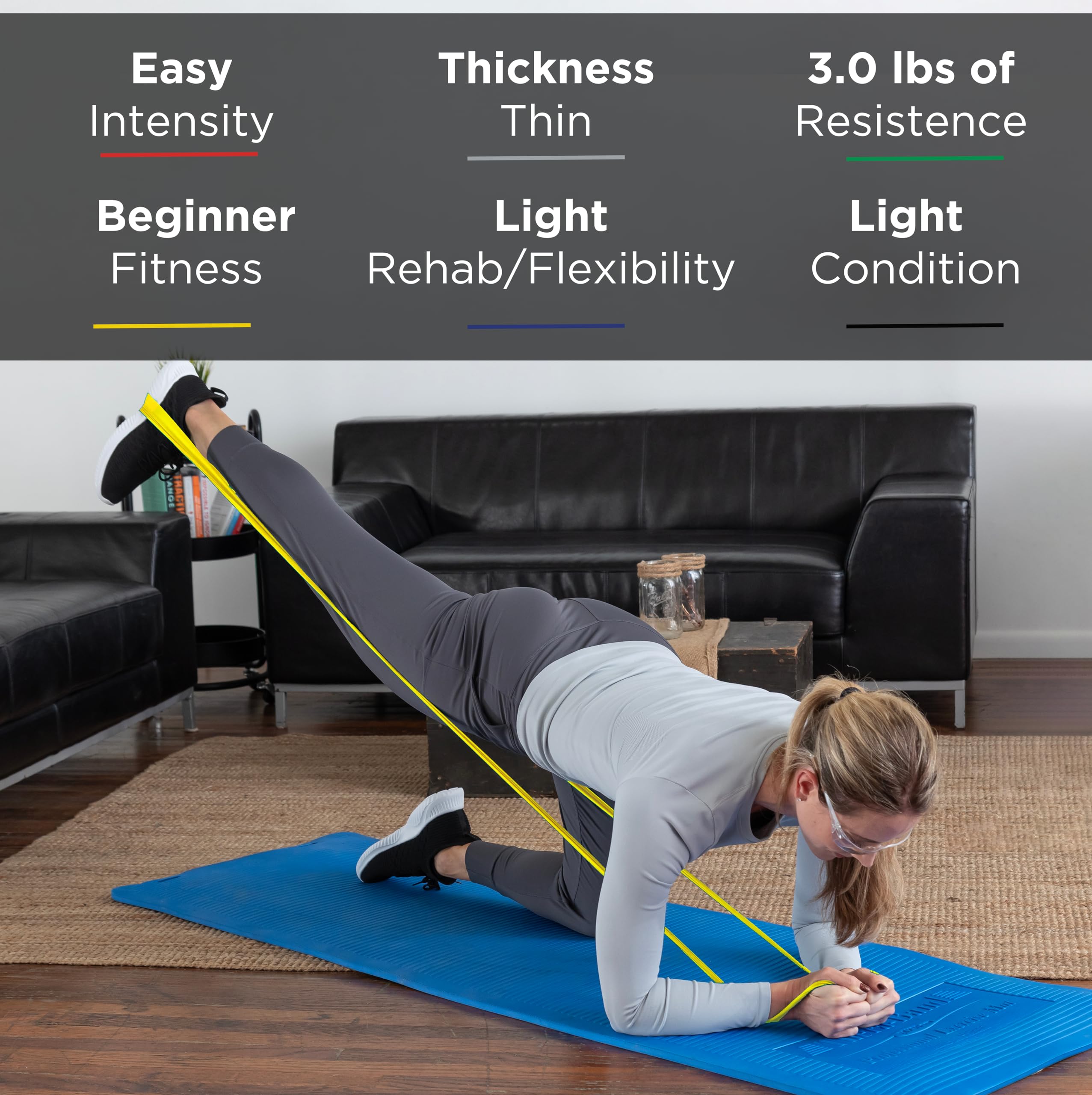 THERABAND Professional Latex Resistance Bands - 6 Ft Exercise Bands for Strength Training, Physical Therapy, Pilates & Home Workouts - Yellow Thin Level 2 Resistance Band - Perfect for Upper & Lower Body Toning, Rehabilitation & Fitness Routines