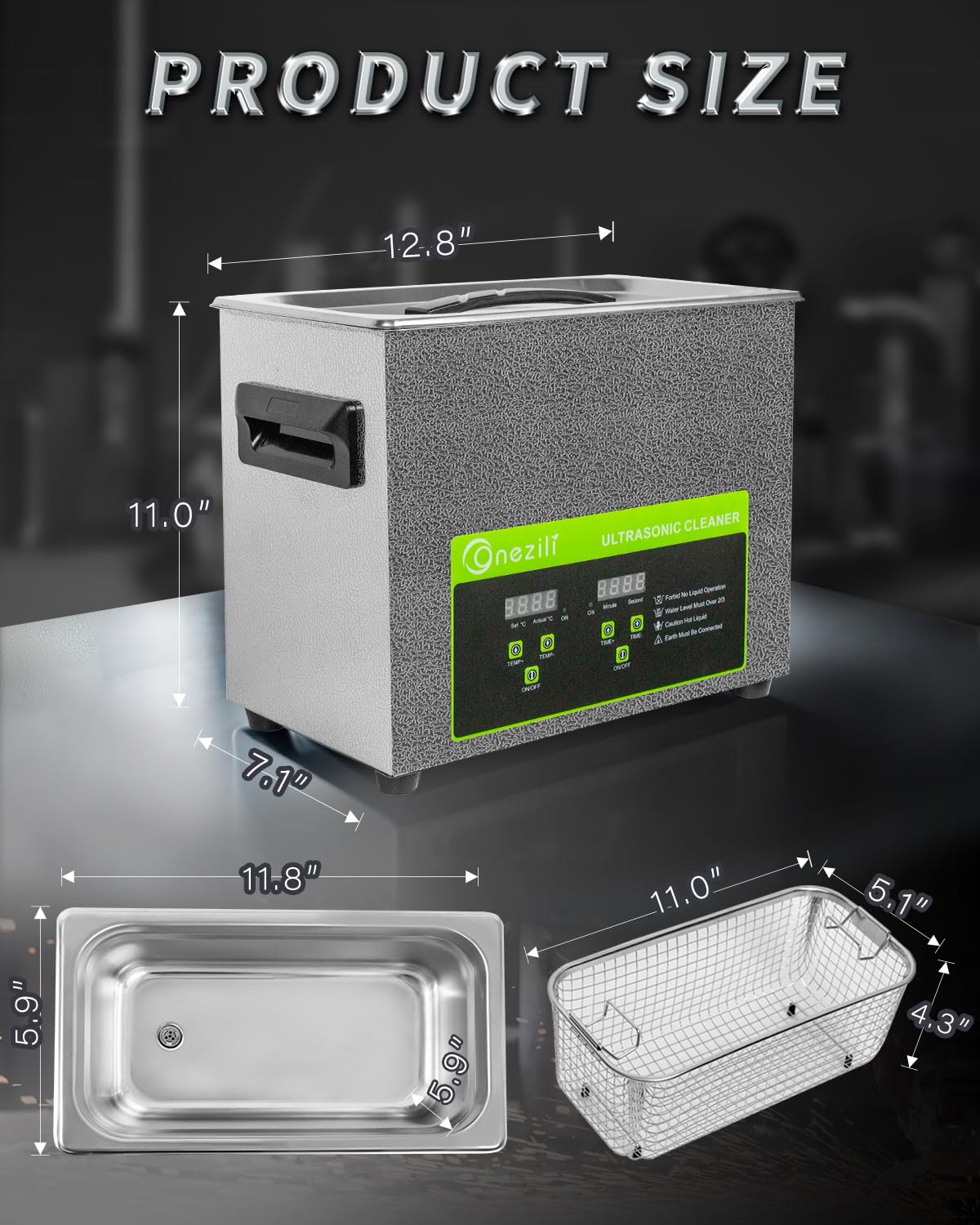 ONEZILI 6L Ultrasonic Cleaner with Heater & Timer - 180W Powerful Deep Cleaning for Jewelry, Tools, Carburetors | 1.6 Gallon Capacity | Ideal for Home, Workshop & Professional Use