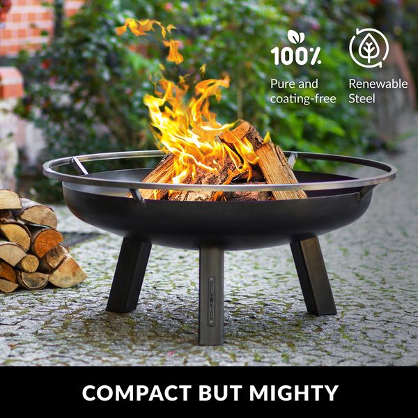 Porto 24 Inch Outdoor Fire Pit - Heavy Duty Steel Fire Bowl for Patio, Backyard, Camping & Garden - Perfect for Bonfires, S'mores & Outdoor Gatherings