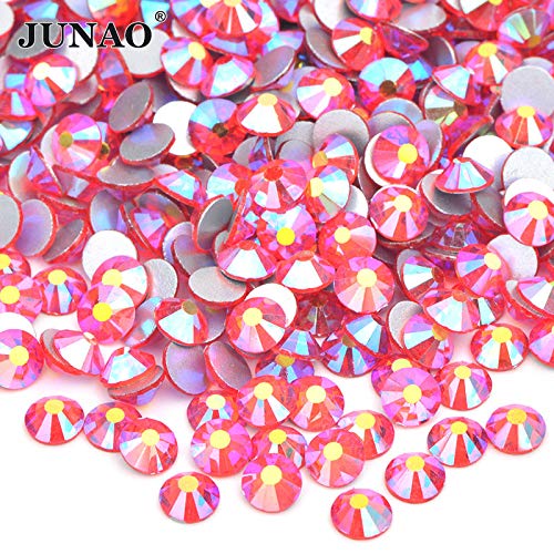 Xuccus JUNAO SS16 SS20 SS30 Hyacinth AB Glitter Glass Nail Rhinestones - Flatback Nail Crystals, Round Glass Strass Diamonds for Nail Art & Crafts (1440Pcs, Amethyst AB) - Perfect for DIY Nail Designs, Manicures, Jewelry Making and Home Decor
