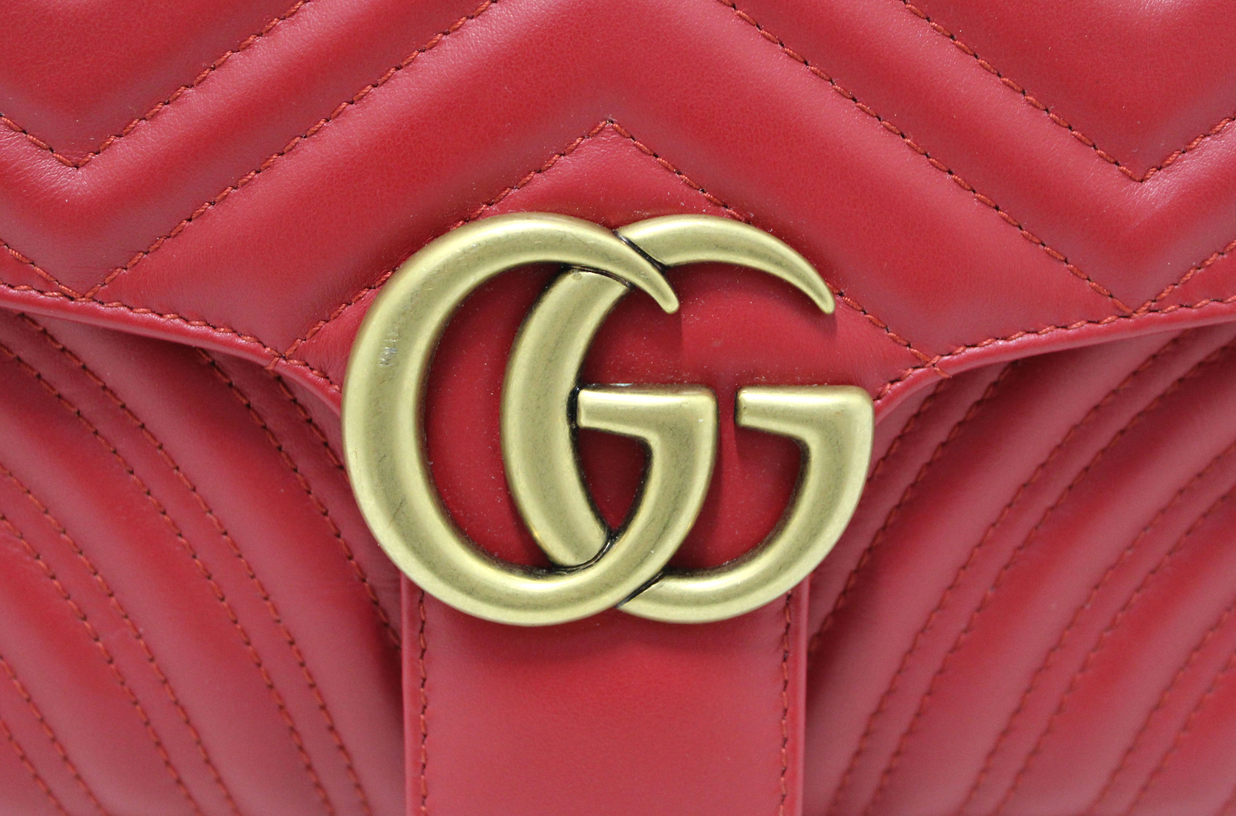 Authentic Gucci GG Red Marmont Small Matelassé Leather Shoulder Bag for Women | Luxury Designer Crossbody Purse | Perfect for Date Night, Parties & Special Occasions