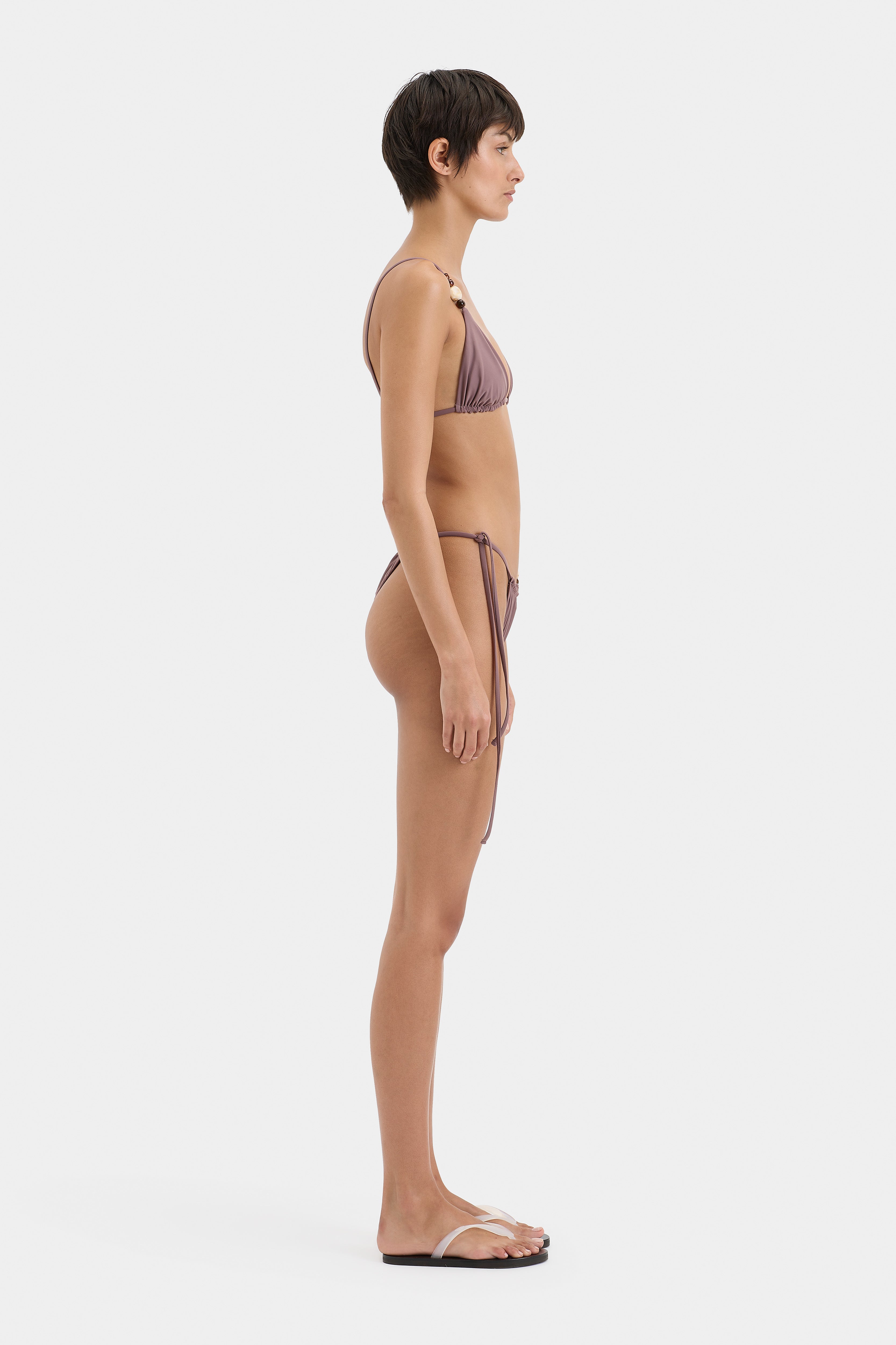 Jeanne Beaded Triangle Bikini Top - Women's Sexy String Swimwear for Beach & Pool Party | Summer Vacation Essential