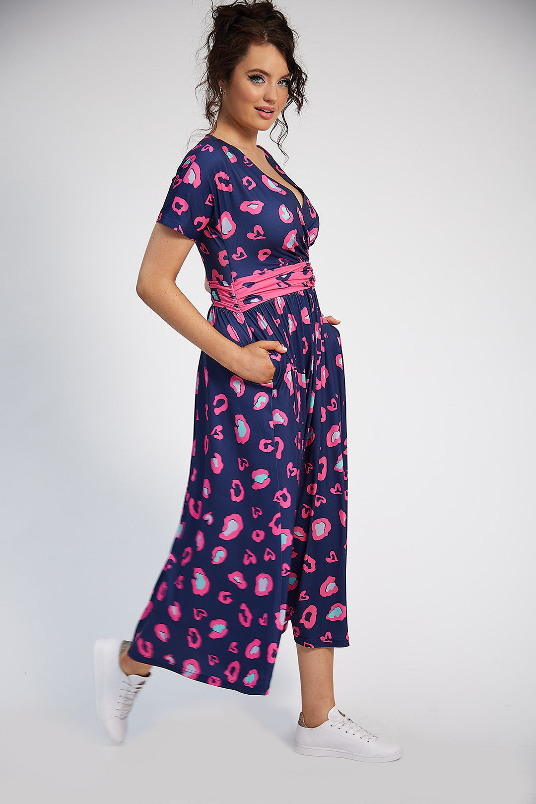 Dolores Jersey Dress for Women - Navy Blue Floral Print Casual Summer Dress - Perfect for Beach, Vacation, and Everyday Wear