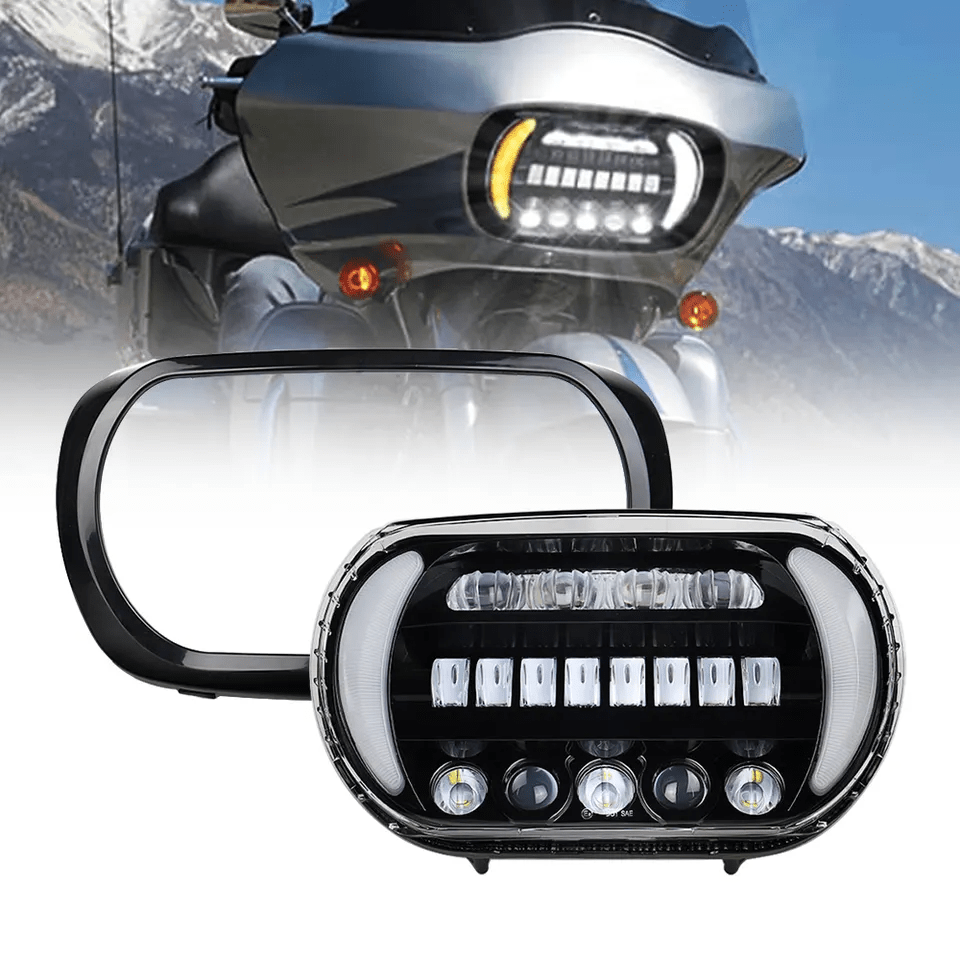 Eagle Lights Gen II LED Projection Headlight for 2004-2013 Harley Davidson Road Glide - High Visibility Motorcycle Headlight for Night Riding & Safety