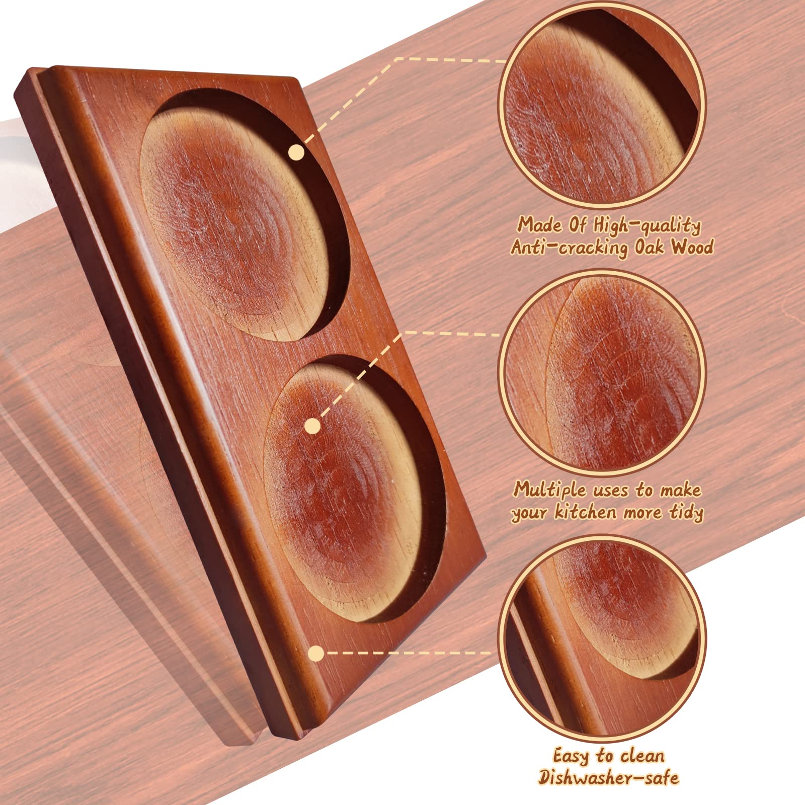 Premium Oak Wood Salt and Pepper Mill Tray - 2.76 inch (7cm) Inner Diameter - Universal Fit for Most Grinders & Shakers - Perfect for Kitchen Countertop, Dining Table, and Spice Organization