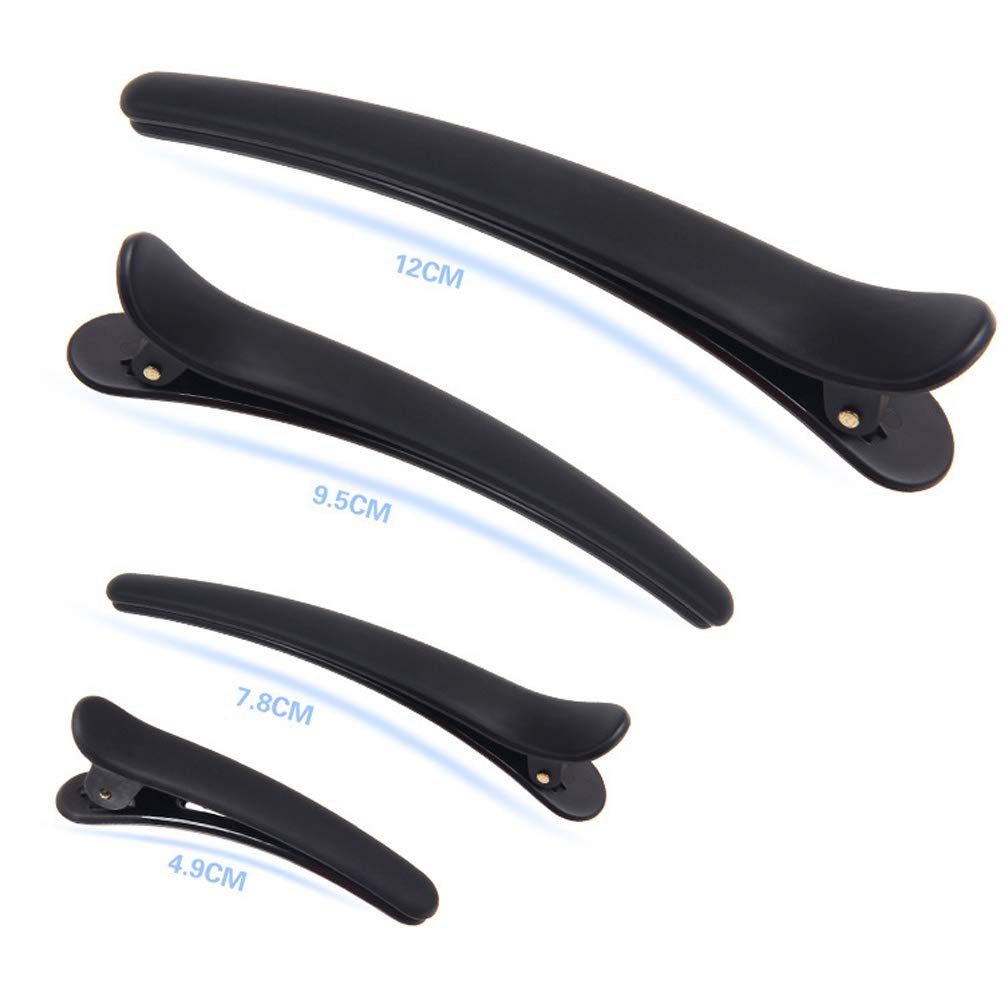 12 Pcs Matt Black Alligator Hair Clips - Professional Plastic Hair Styling Clamps for Salon, Sectioning & DIY Hairstyles - Large Size Hairdressing Accessories for Women & Men (Perfect for Curling, Braiding & Updos)
