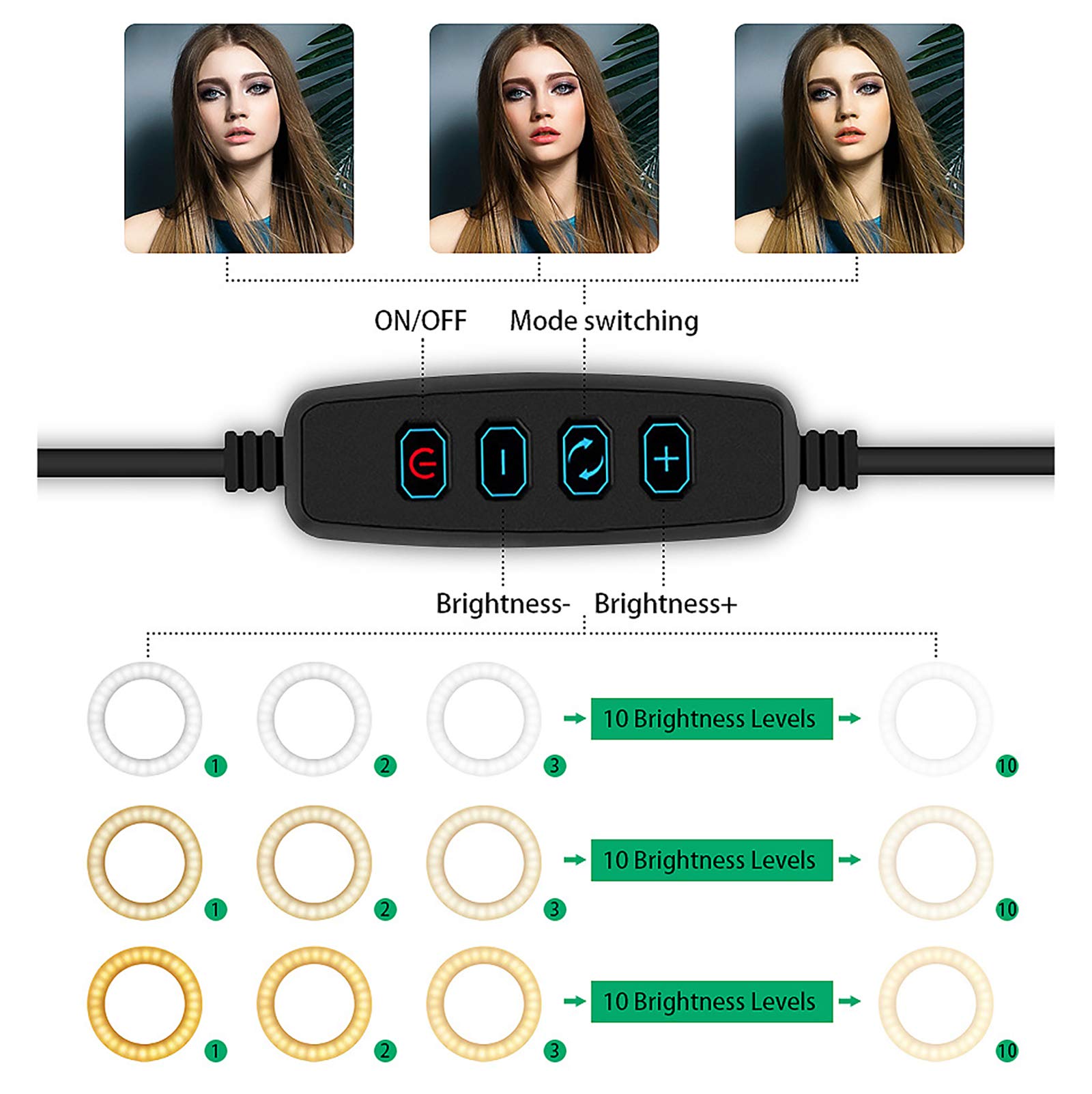 Professional Selfie Ring Light with Adjustable Tripod Stand & Phone Holder - 10