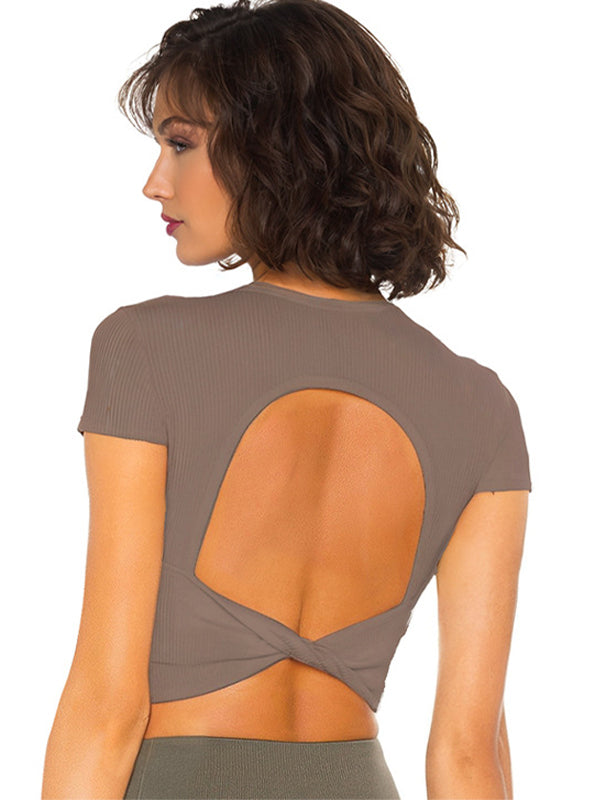 ZASUWA Women's Sexy Hollow Out Round Neck Short Sleeve T-Shirt - Perfect for Date Night, Club Wear & Summer Fashion