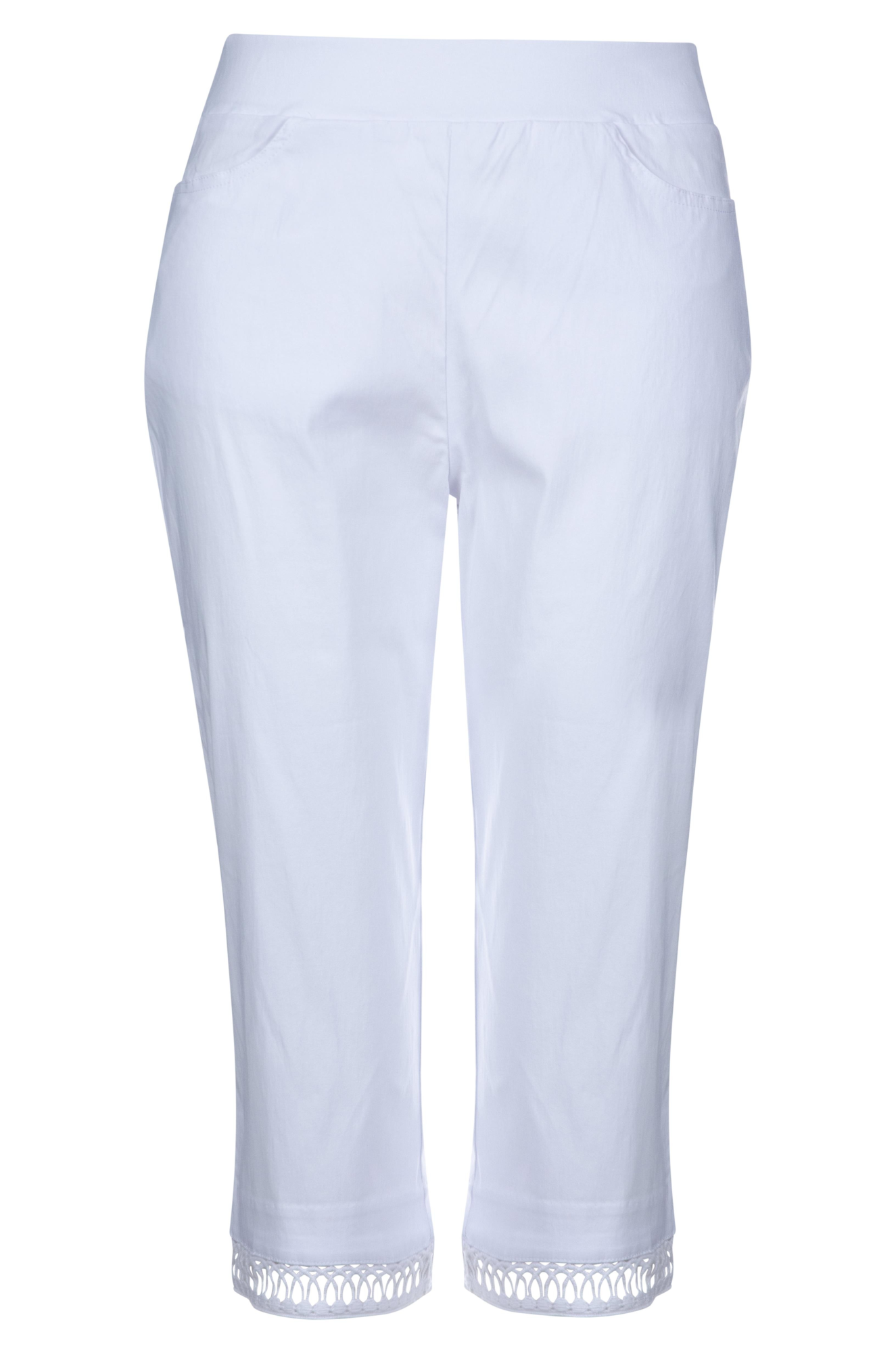 Stylish Mid Calf Pants with Elegant Lattice Trim in White | 6302A1 | Perfect for Office Wear & Casual Outings