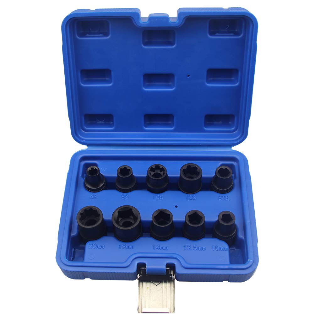 10-Piece Special Socket Cylinder Head Screw Removal Brake Caliper Socket Tool Set Kit for Nissan, Subaru, Ford, Peugeot - Perfect for Auto Repair, DIY Mechanics & Professional Garage Use
