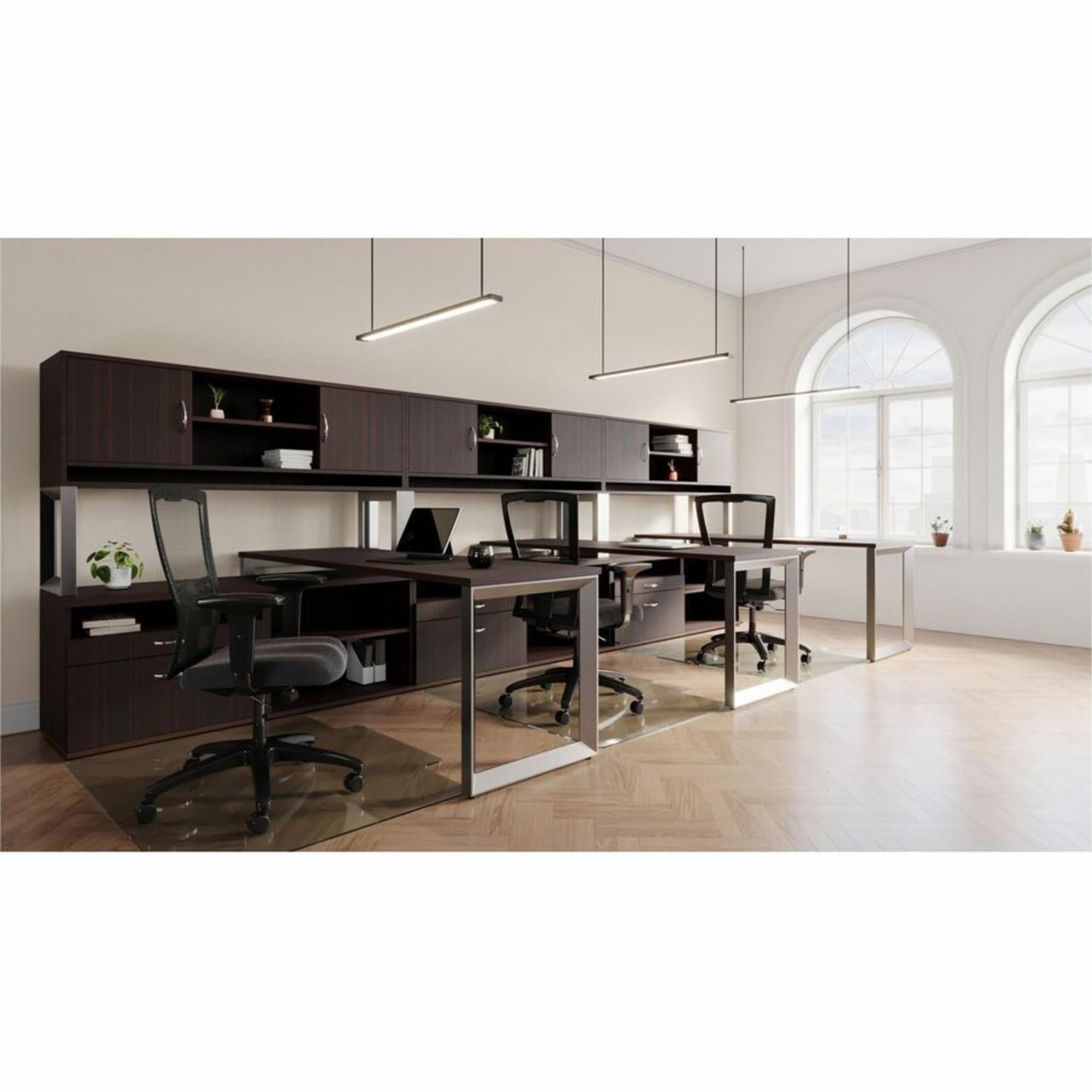 Lorell Relevance Series Mahogany Laminate Office Desk - Modern Executive Workstation for Home & Business Use - Perfect for Office, Study Room, or Workspace Setup
