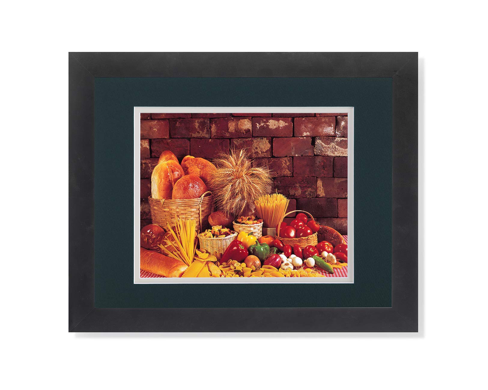 Bread Loaves Pasta Peppers Onions Kitchen Wall Art Print - Framed & Matted Food Photography for Home & Restaurant Decor