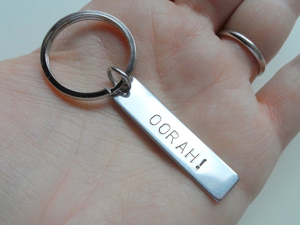 US Marine Corps Keychain - Oorah Engraved Stainless Steel Military Gift for Veterans & Active Duty - Perfect for Deployment, Homecoming & Everyday Carry
