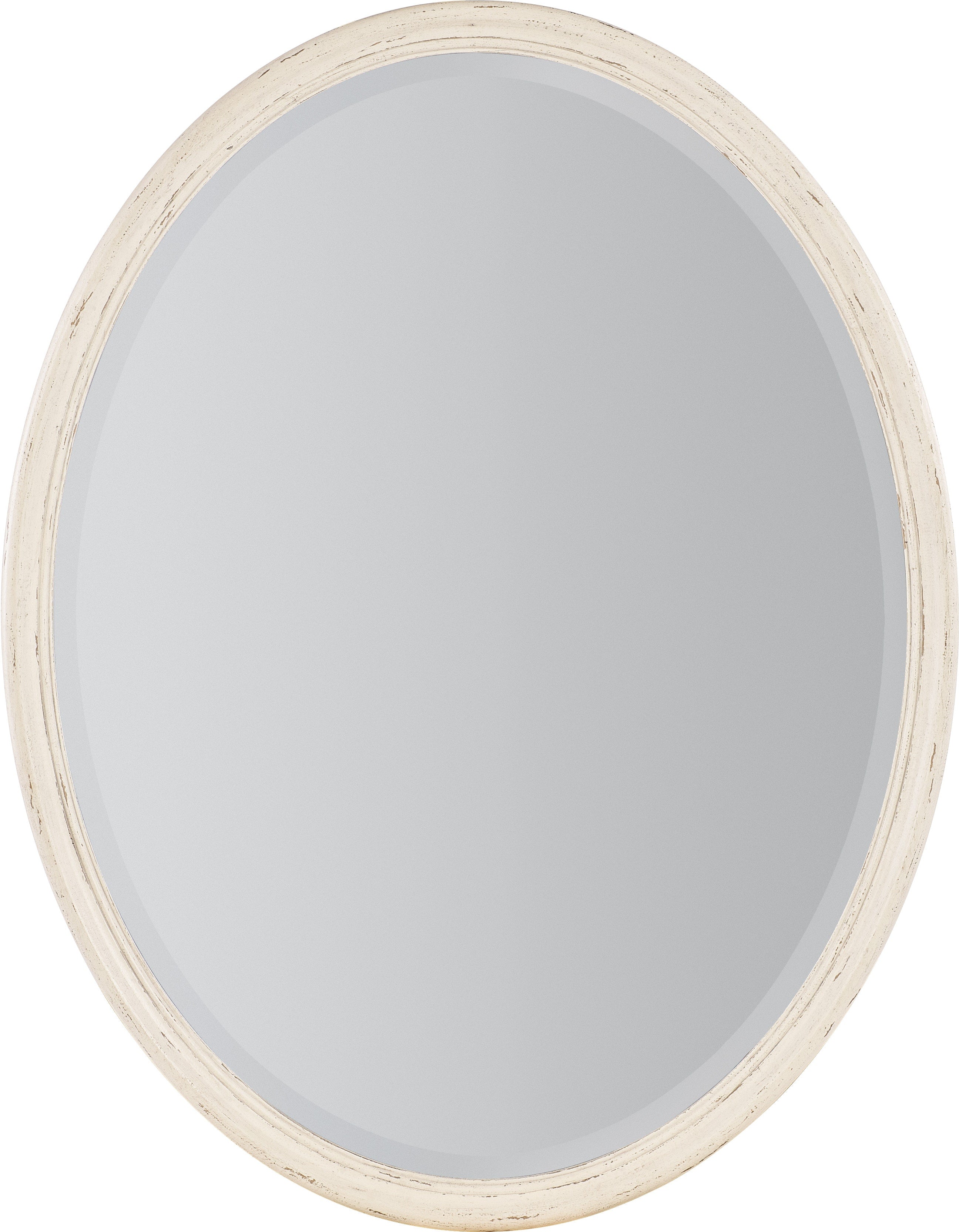Americana Oval Wall Mirror - Vintage Farmhouse Decor in White, Cream & Beige - Perfect for Living Room, Bedroom & Entryway