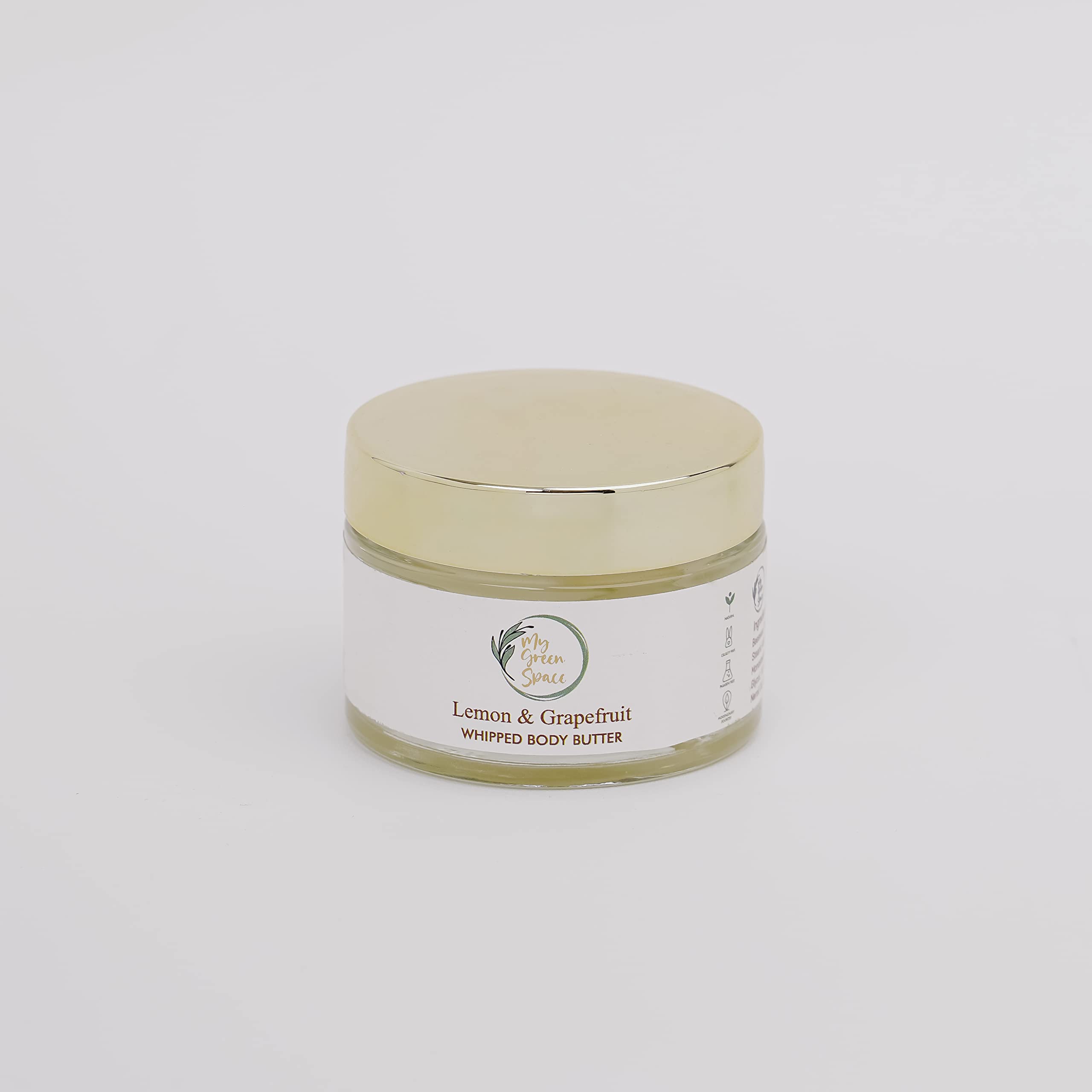 My Green Space Lemon Grapefruit Body Butter 50g - Deep Moisturizing & Skin Brightening Cream for Dry Skin Care - Softens & Smooths Skin for Men & Women - Perfect for Daily Hydration & Post-Shave Recovery