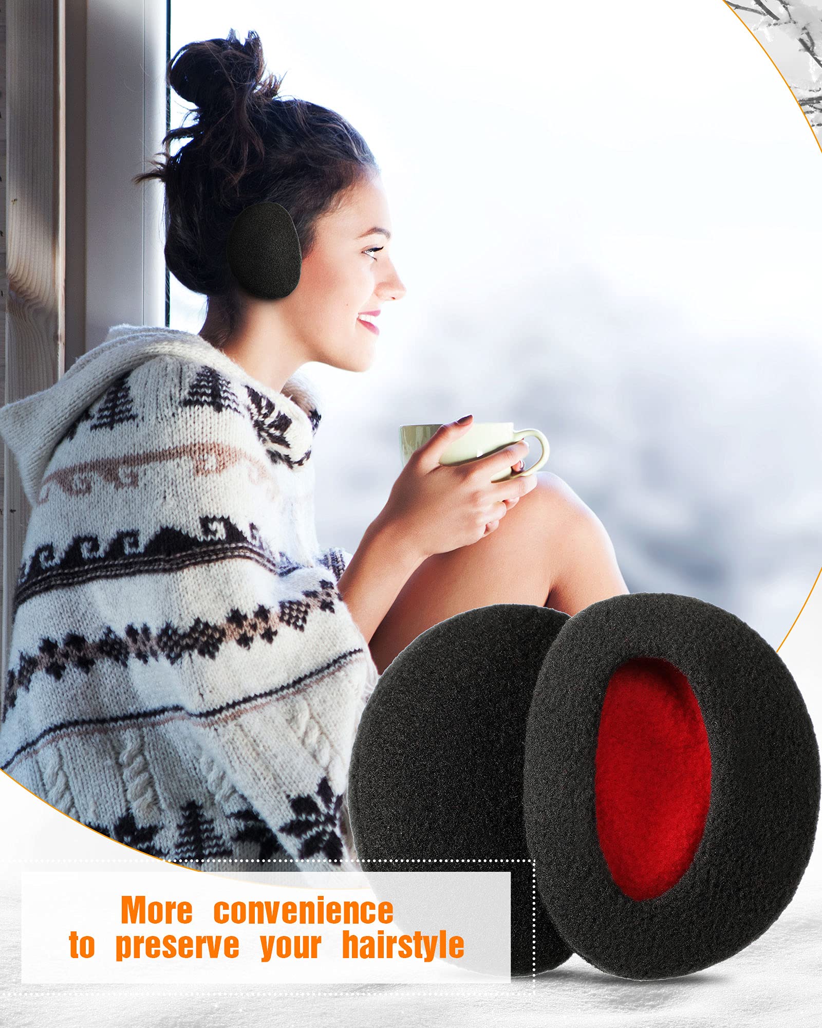 SATINIOR 2 Pairs Bandless Earmuffs - Winter Ear Warmers & Covers for Women & Men - Soft Fleece Ear Protection for Cold Weather - Perfect for Outdoor Activities, Skiing, Running & Work