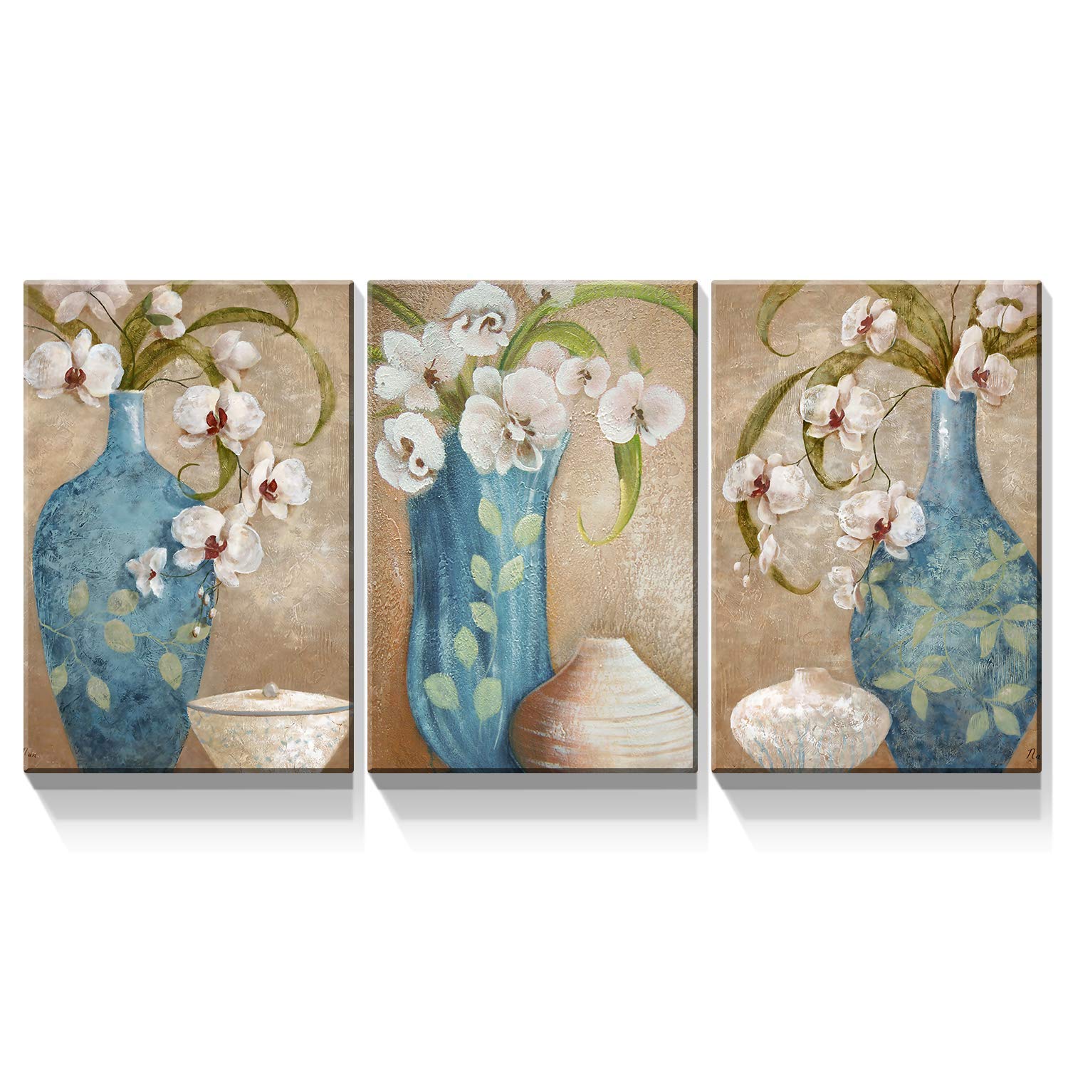 Denozer 3-Panel Canvas Wall Art - Floral Bottle Painting for Home Decor, 24