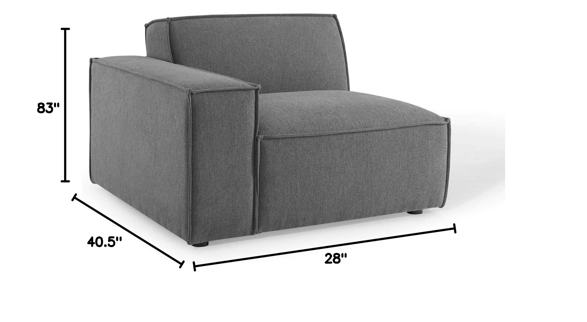 Modway EEI-4111-CHA Restore 2-Piece Sectional Sofa in Charcoal - Modern L-Shaped Couch for Living Room, Lounge & Small Spaces