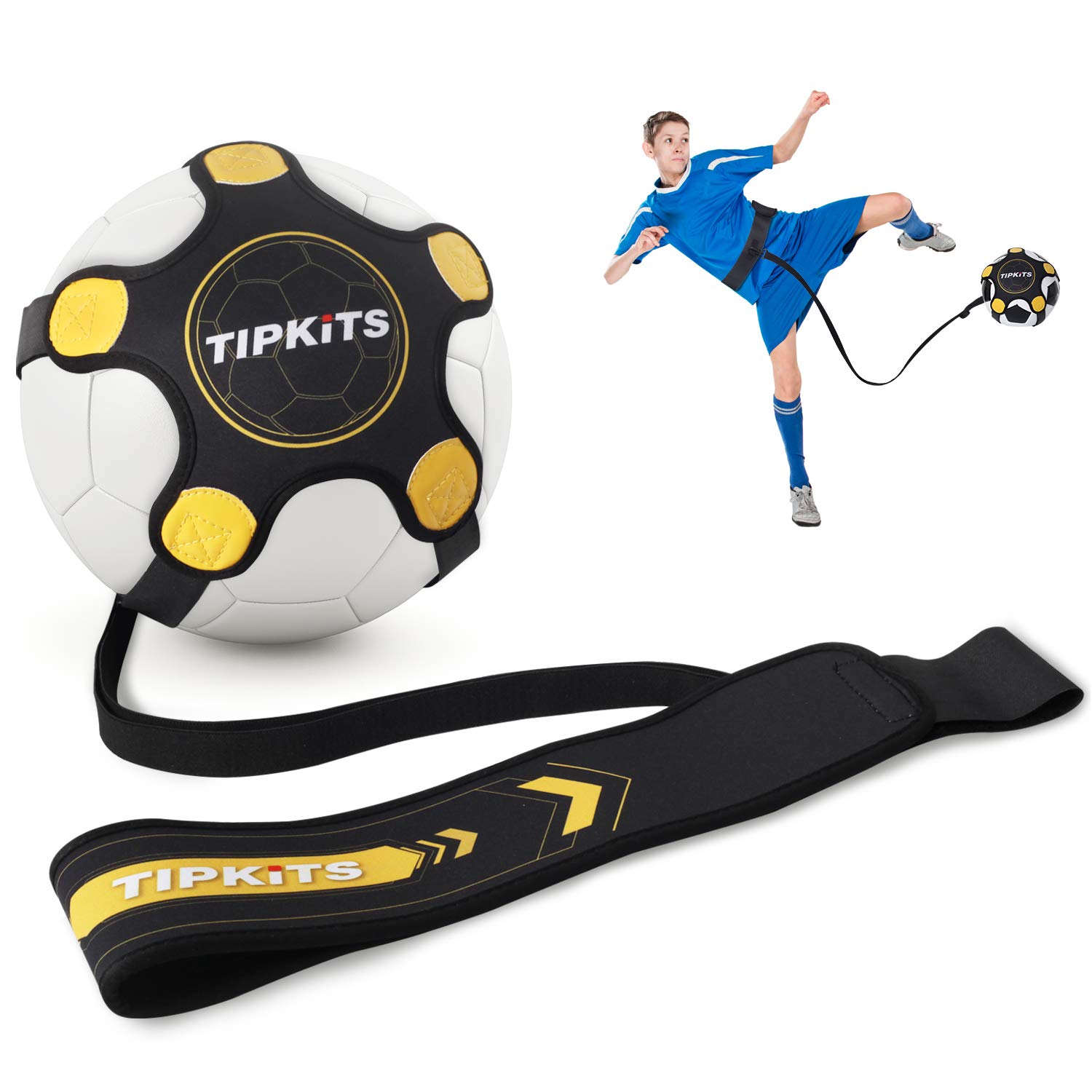 Best Soccer Training Equipment for Kids & Adults - Upgraded Solo Soccer Trainer Belt with Leather Fixation - Perfect for Solo Practice, Drills & Skill Development