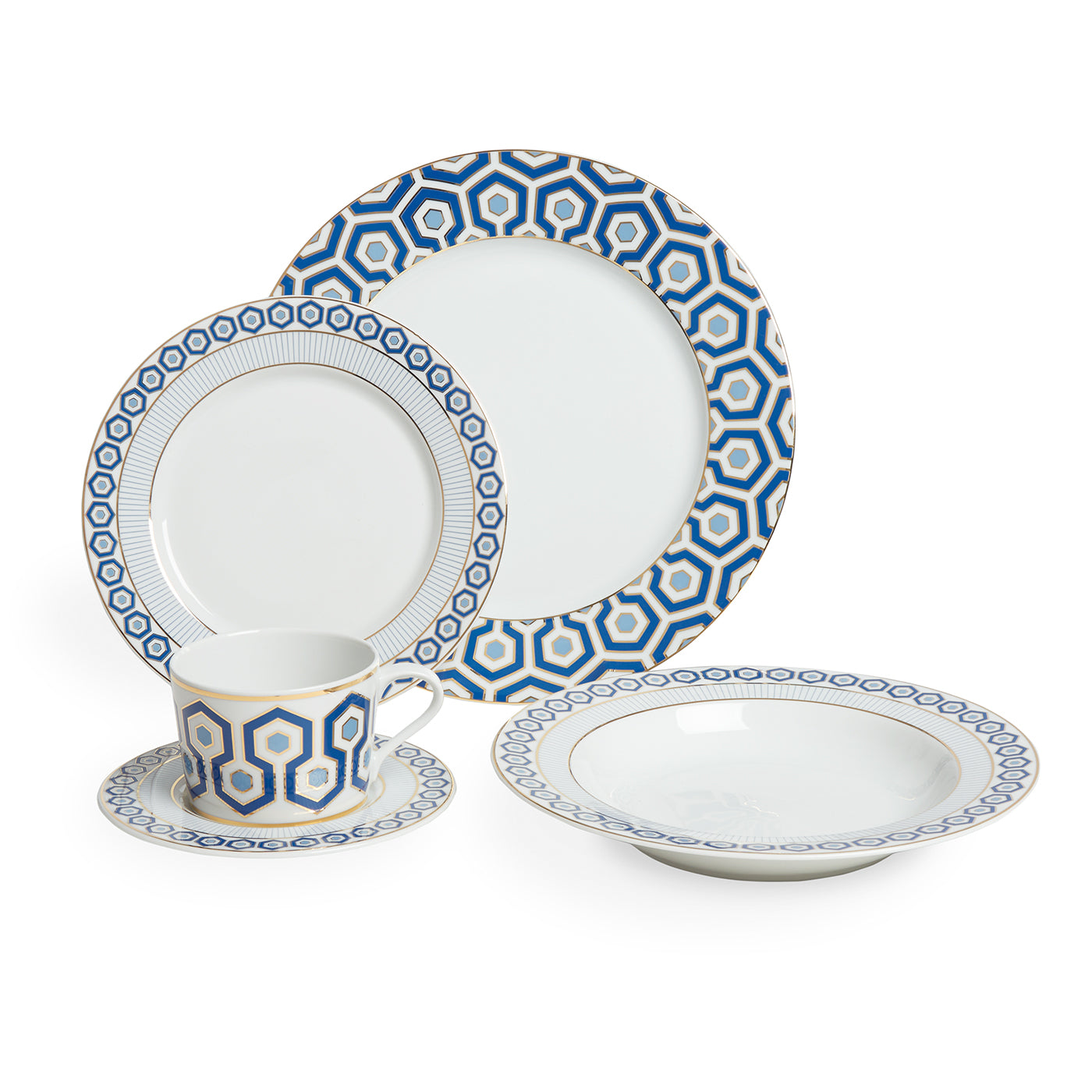 Premium Newport 5-Piece Dinner Set - Elegant Porcelain Tableware for Family Dining, Dinner Parties & Special Occasions