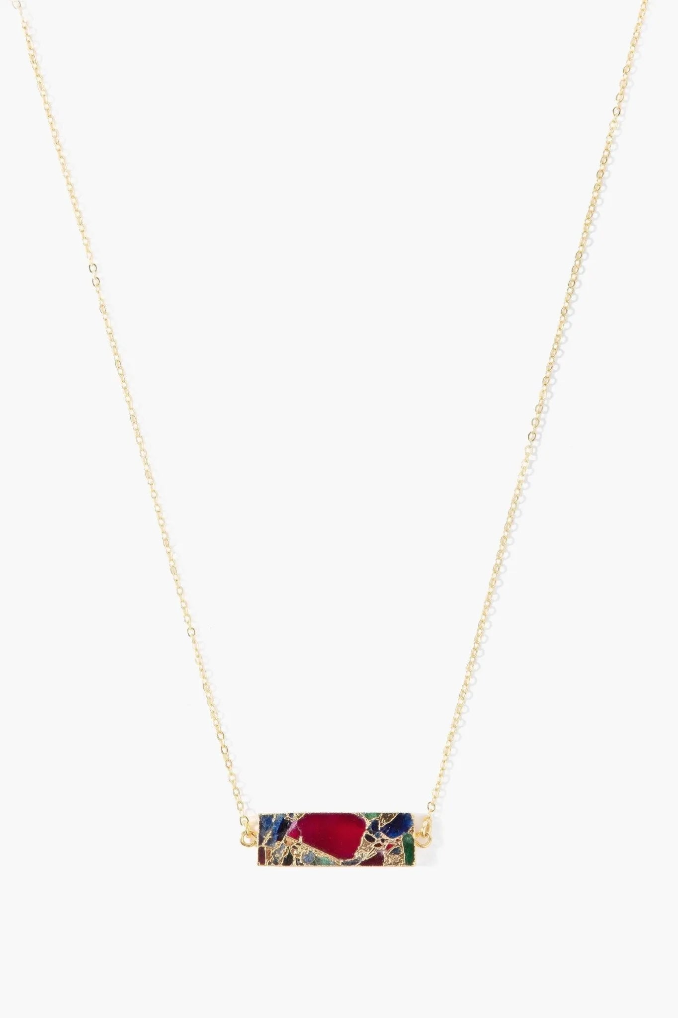 Mojave Rectangle Stone Pendant Necklace for Women - Handmade Boho Jewelry with Natural Gemstone - Perfect for Casual Wear, Layering & Gift Giving
