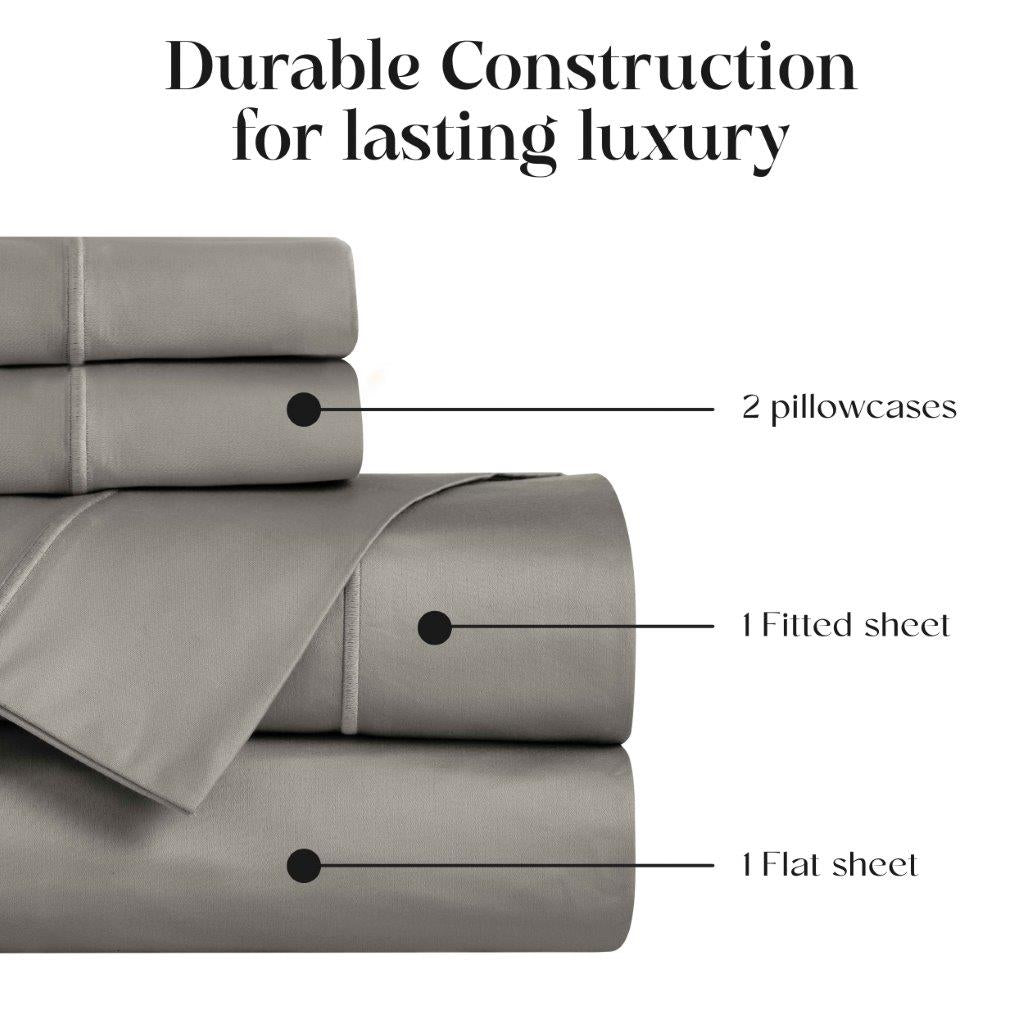 Luxury Egyptian Cotton 1500 Thread Count Embroidered Sheet Set - Queen Size Bedding for Ultimate Comfort & Breathability - Perfect for Master Bedrooms, Guest Rooms & Hotels