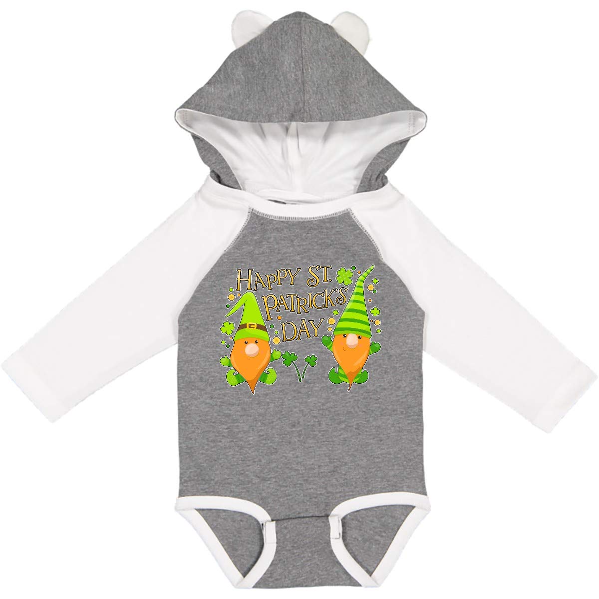 Inktastic Happy St. Patrick's Day Gnomes & Clovers Long Sleeve Baby Bodysuit - Cute Irish-Themed Outfit for Infants, Perfect for St. Paddy's Day Celebrations & Photo Shoots