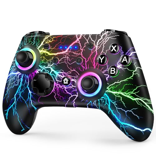 Wireless Switch Pro Controller for Nintendo Switch/Switch Lite/Switch OLED/PC - 9 Color LED Lights, Vibration, Gyro Sensor, Adjustable Turbo & Wake-Up Function | Perfect for Gaming, Streaming & Multiplayer Sessions