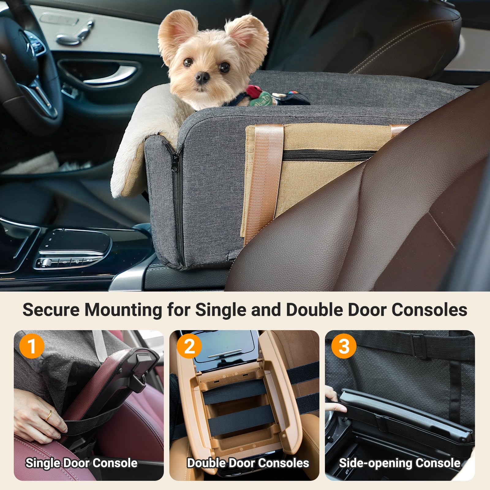 **Dog & Cat Car Seat Carrier with Safety Tethers - Portable Pet Booster Seat for Car Travel, Easy-Carry Strap & Armrest Design - Perfect for Road Trips, Vet Visits & Daily Commutes**