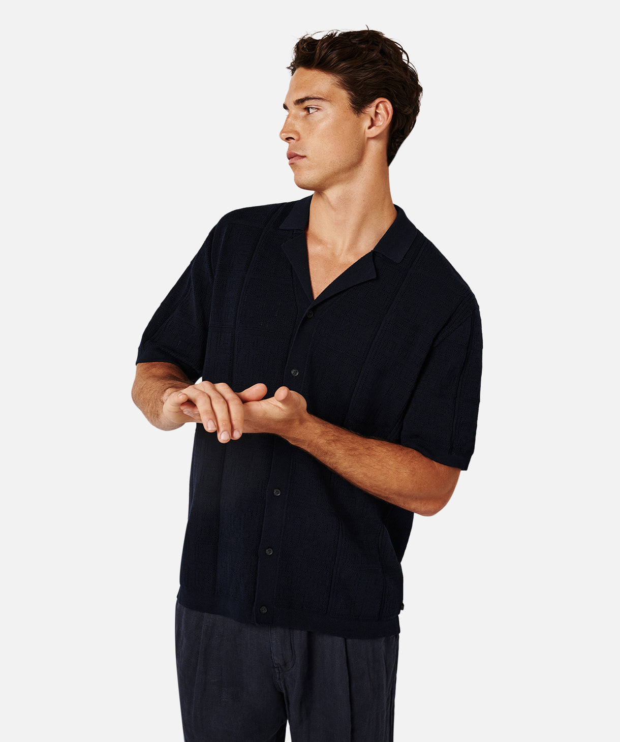 Villers Short Sleeve Shirt for Men - Navy Blue Casual Button Down Shirt | Perfect for Office, Summer Outfits & Travel