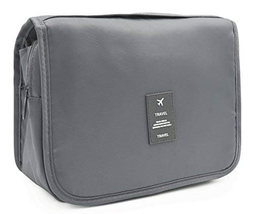 Trawila Travel Hanging Toiletry Bag for Men & Women - Waterproof Cosmetic Organizer with Sturdy Hook - Perfect for Bathroom, Gym, Camping & Airplane Travel (Gray)