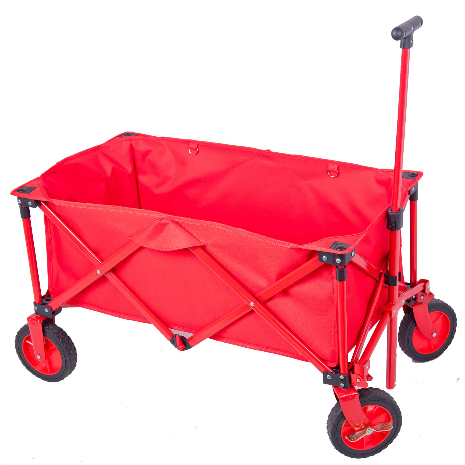 V-HOME Heavy Duty Folding Wagon Cart with Wheels - All Terrain Collapsible Utility Wagon for Beach, Garden, Shopping & Outdoor Activities - Portable Grocery Cart with Side Bag - Perfect for Picnics, Camping, Grocery Trips & Farmers Markets