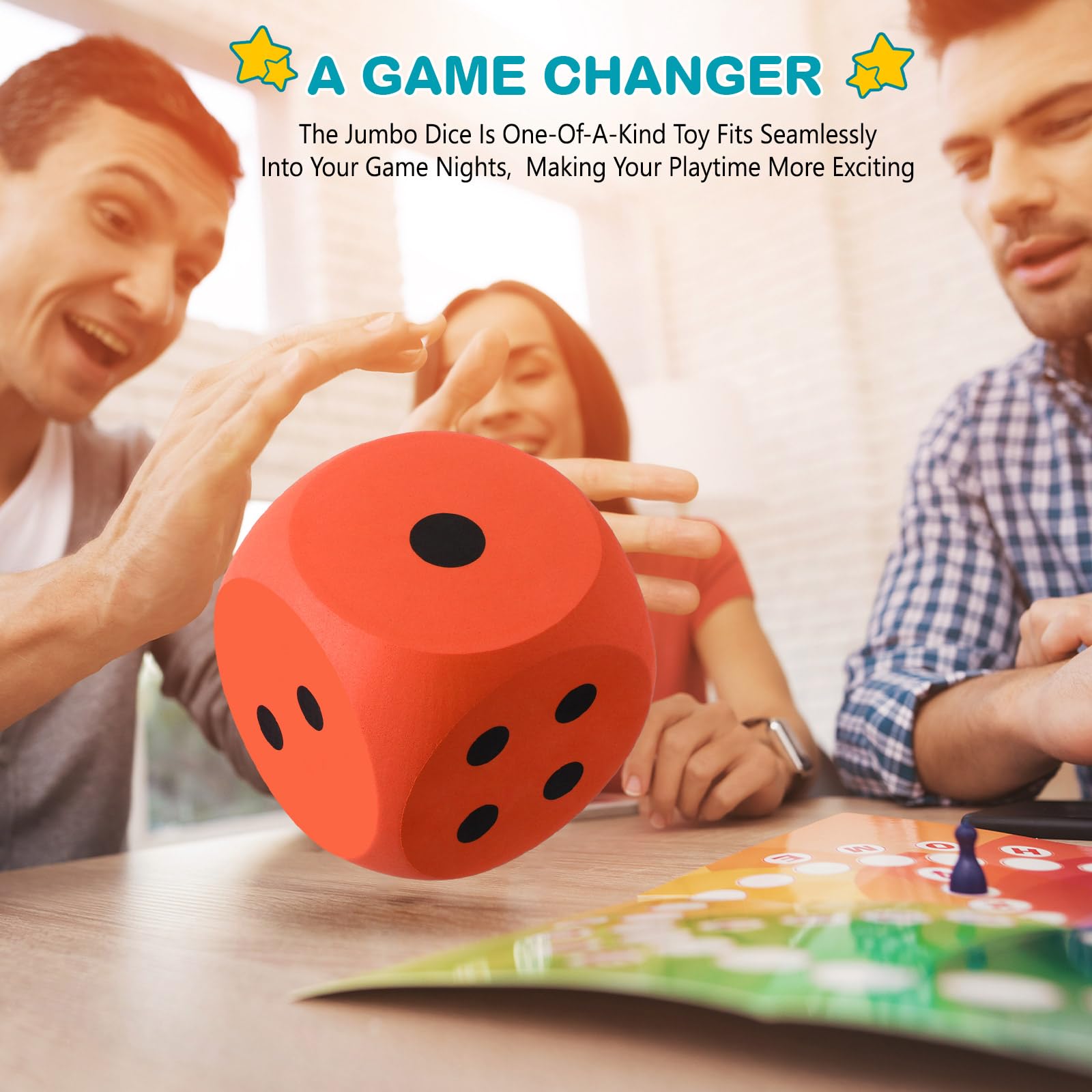 Shappy 6 Inch Large Foam Dice - Fun Educational Toy for Game Nights & Learning Activities | Soft Eva Foam Jumbo Cube, Giant Building Blocks for Kids & Adults (Orange, 1 Piece) - Perfect for Family Game Nights, Classroom Activities & Party Decorations